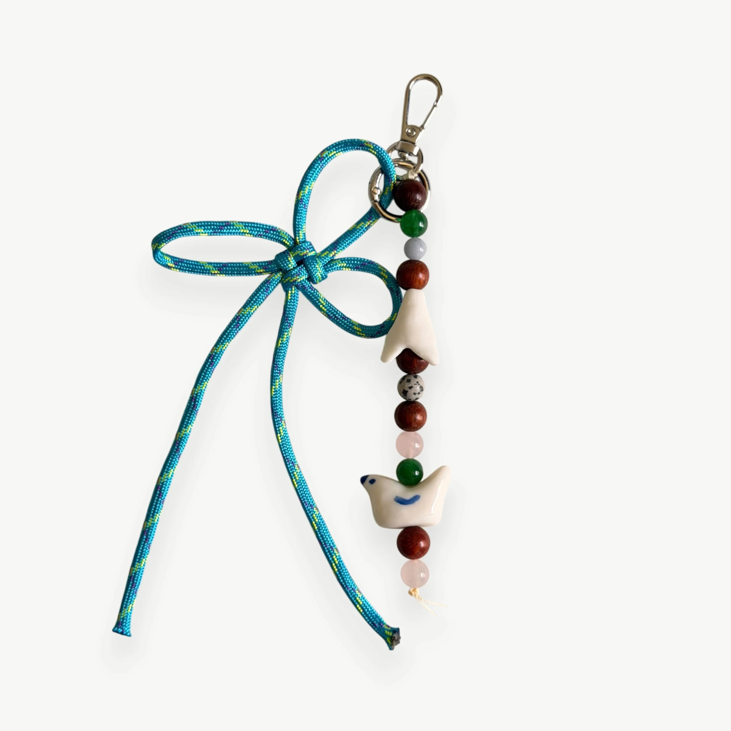 keychain, playful accessorise, jewellery with a bird, ceramic art