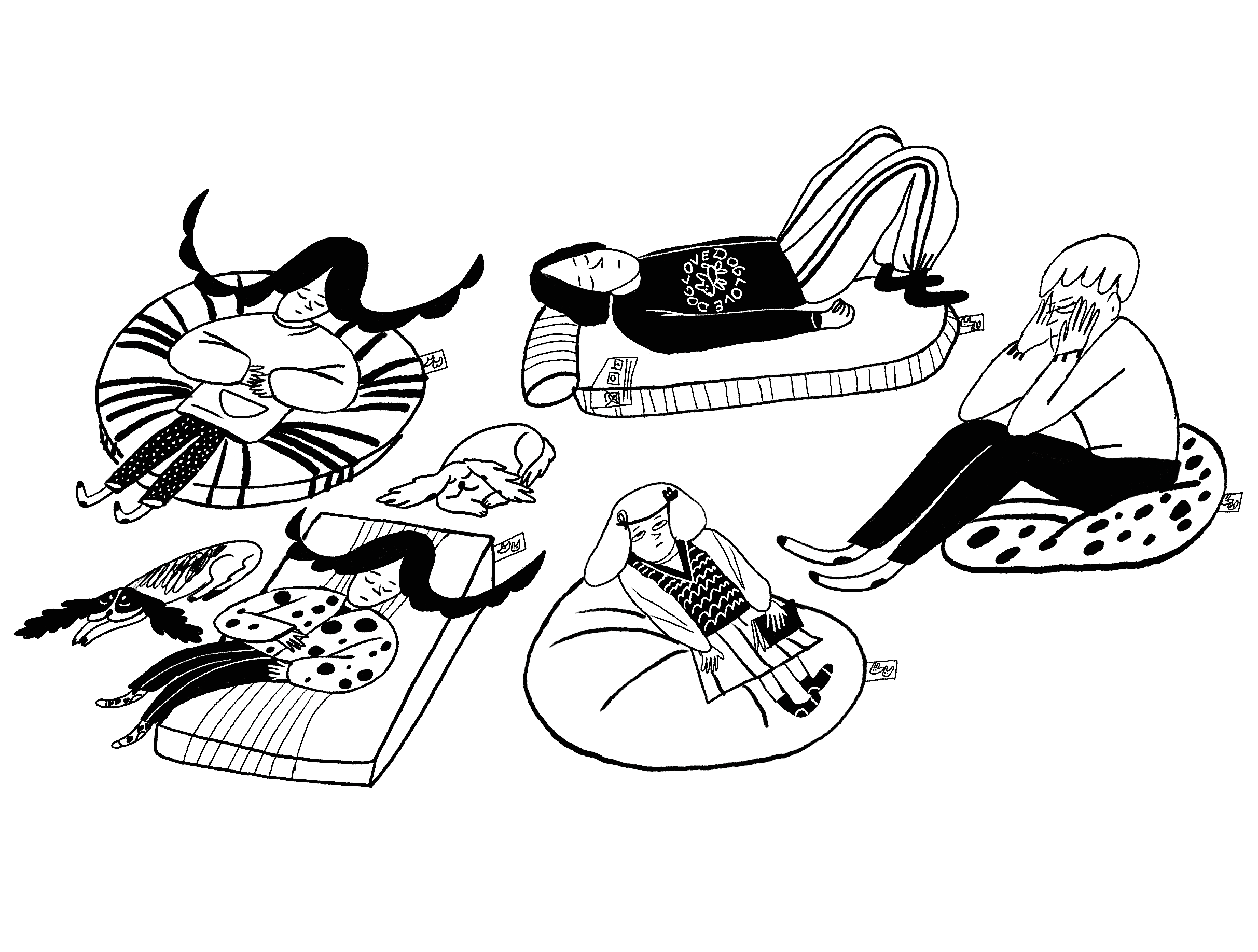 Dog shop business family children illustration