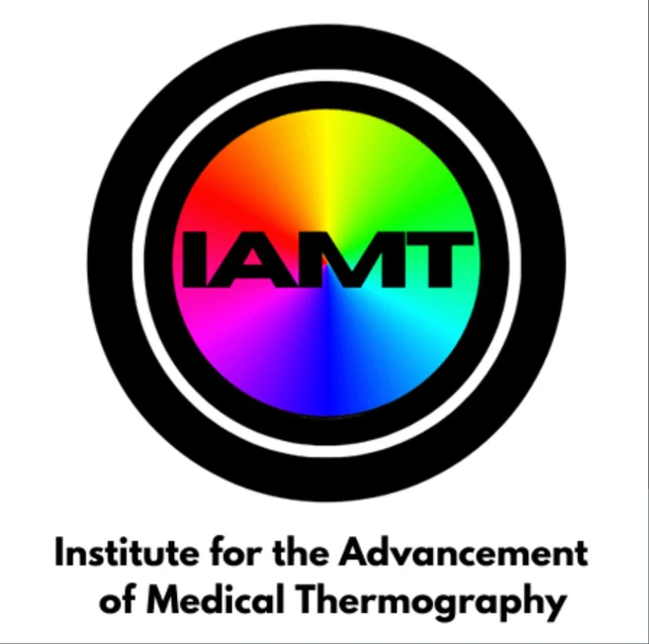 Logo of the Institute for the Advancement of Medical Thermography (IAMT) featuring a circular, rainbow-colored gradient with the acronym IAMT in black letters, and the full name written below.