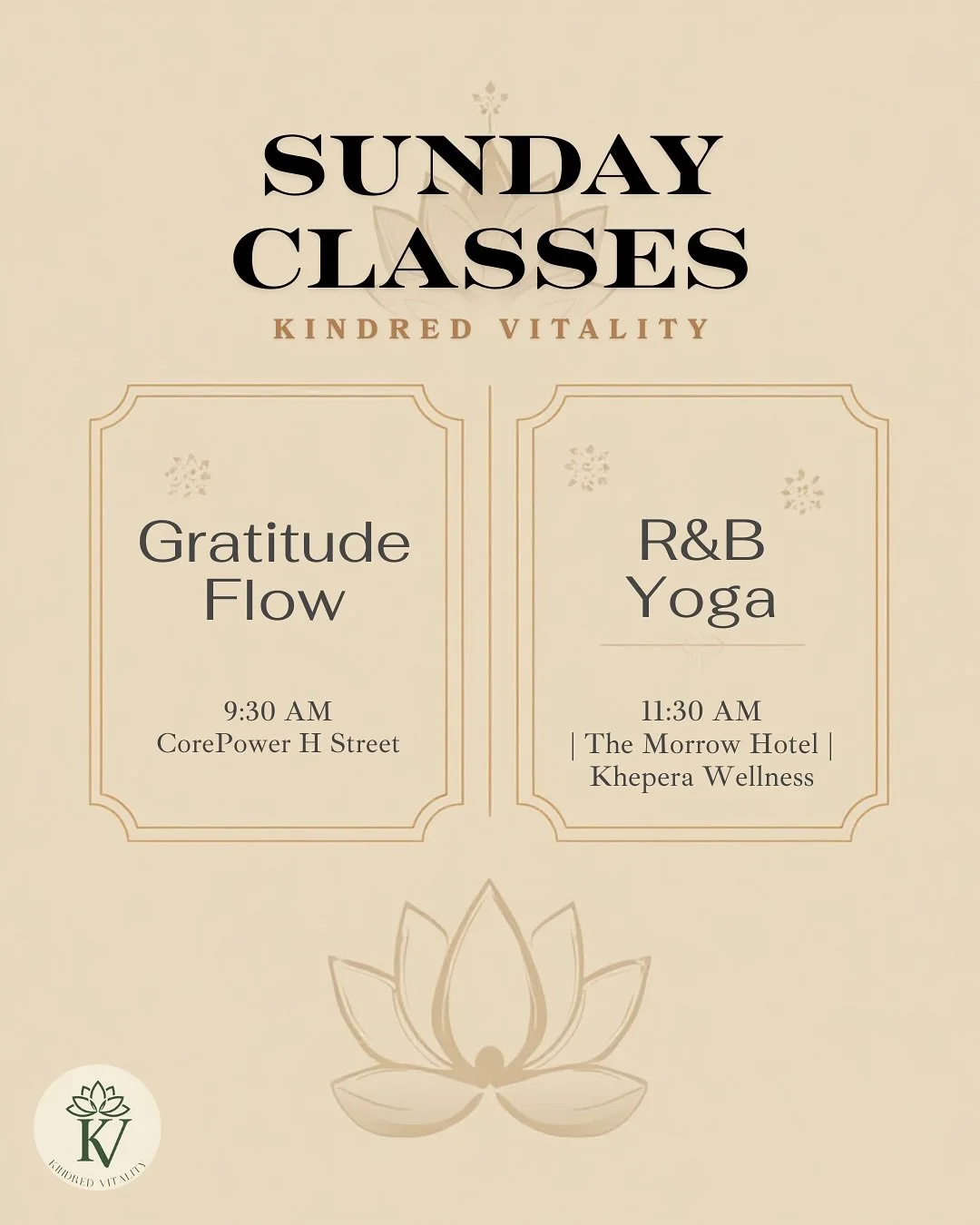 ✨ A Sunday Sanctuary ✨
When the world slows down, we gather.

🌅 Gratitude Flow | 9:30 AM
CorePower H Street
Let gratitude carry you through each breath, each movement.

🎶 R&amp;B Yoga | 11:30 AM|The Morrow Hotel | Khepera Wellness
Soul music meets 
