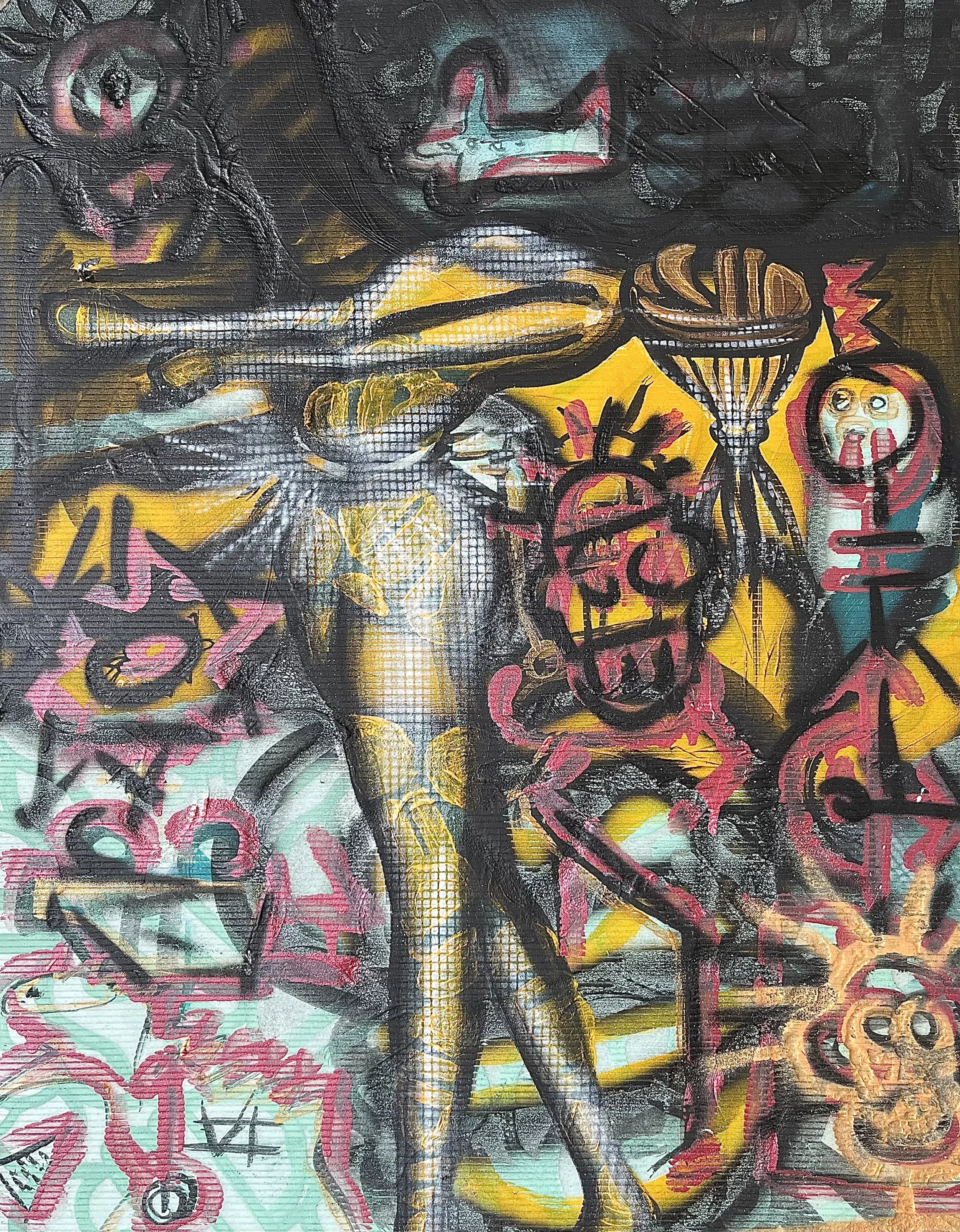 "DANSEUSE CLASSIQUE" - sous couche isolant de polyéthylène recyclé, acrylique à la bombe, 81 x 61 cm