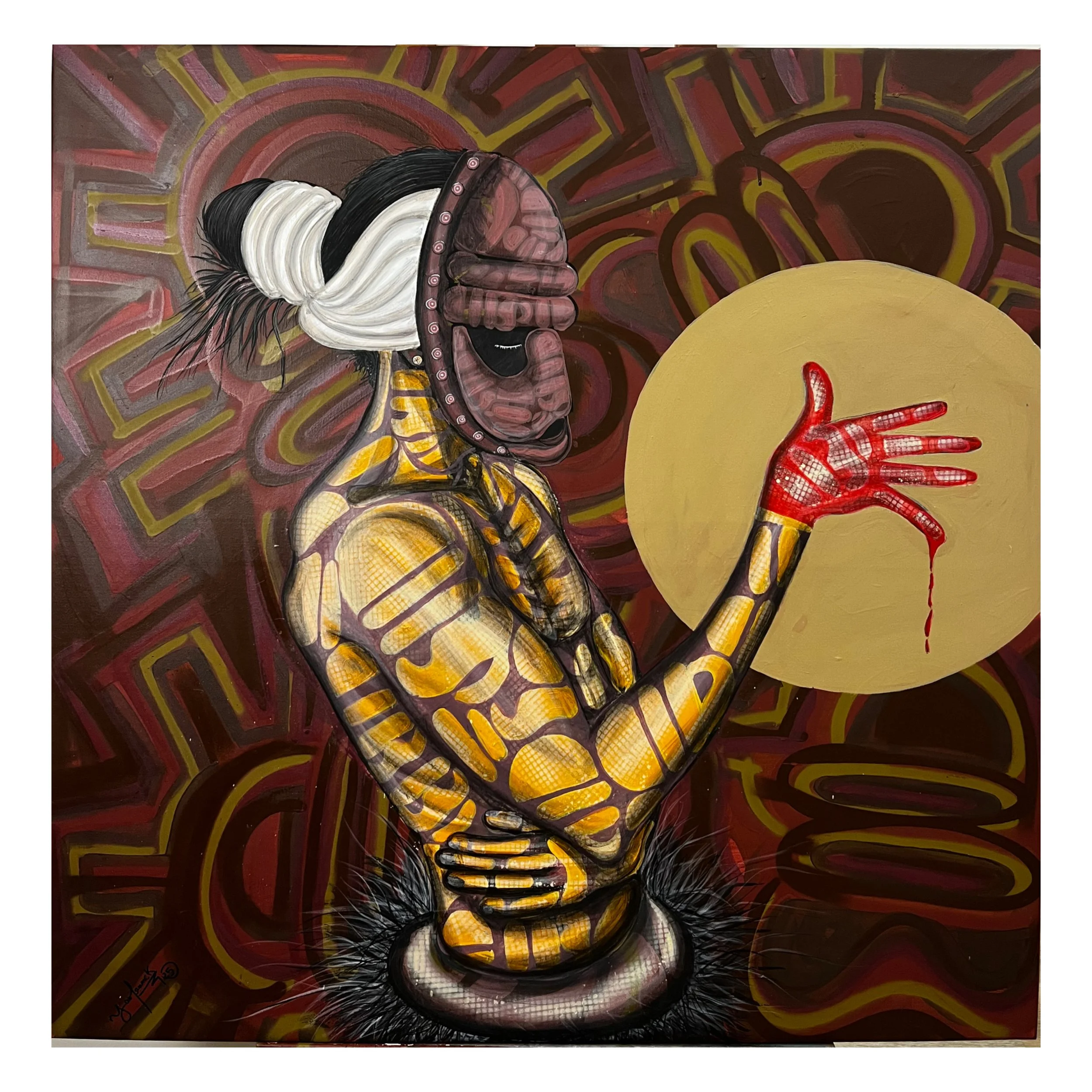 SERIE NOMADE - "RILES" - 2025 : toile, acrylique à la bombe, 100x100cm