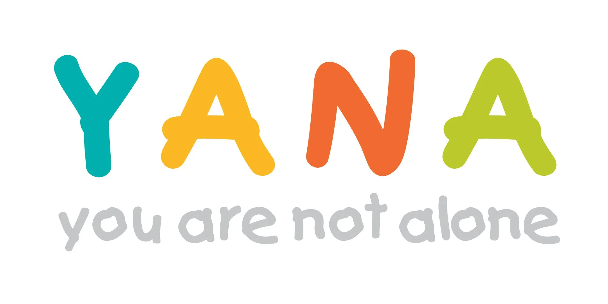 Colorful text spelling 'YANA' with the slogan 'you are not alone' below it. Community Support