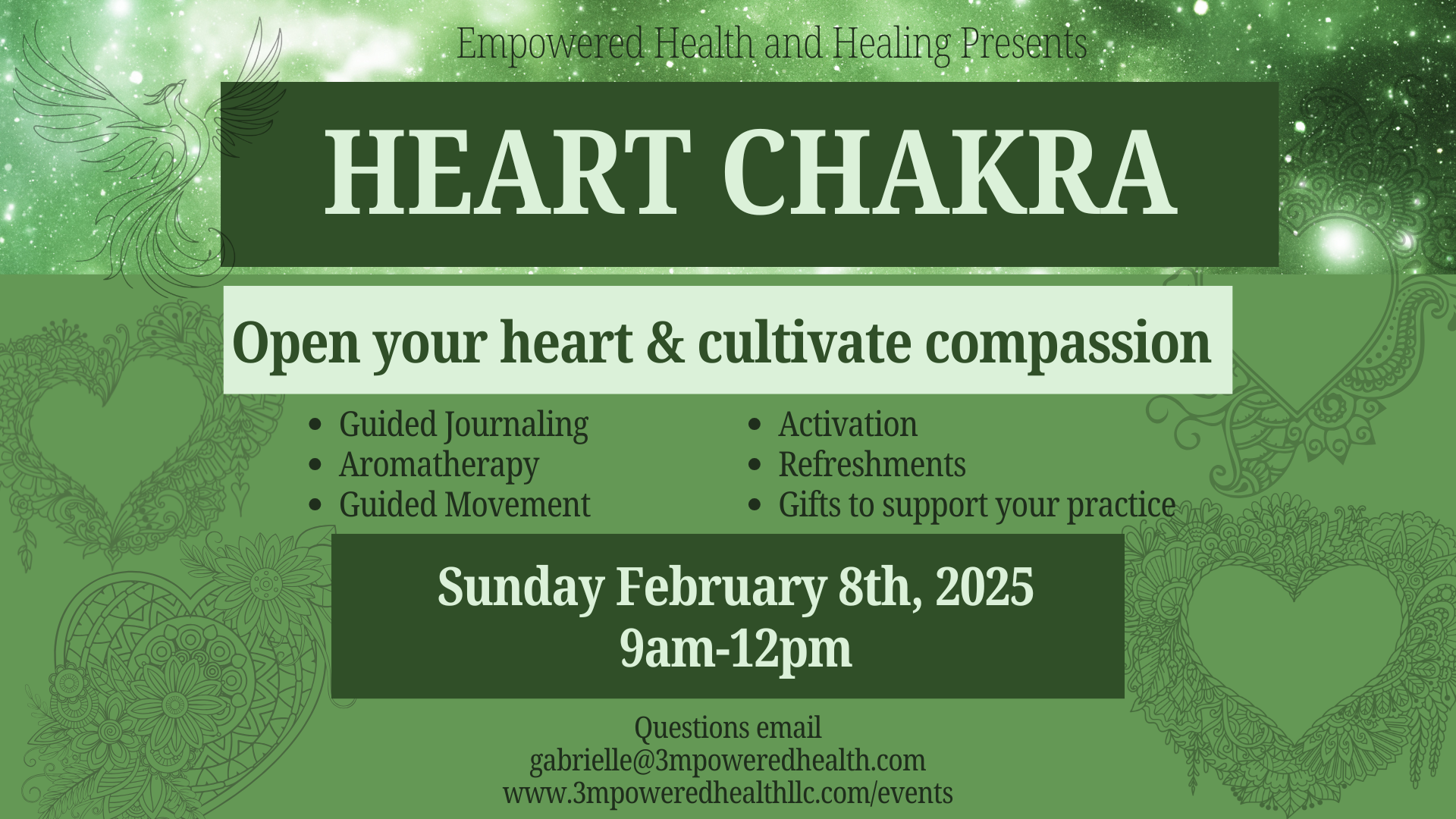 Heart Chakra Workshop Feb 8th 9am-12pm