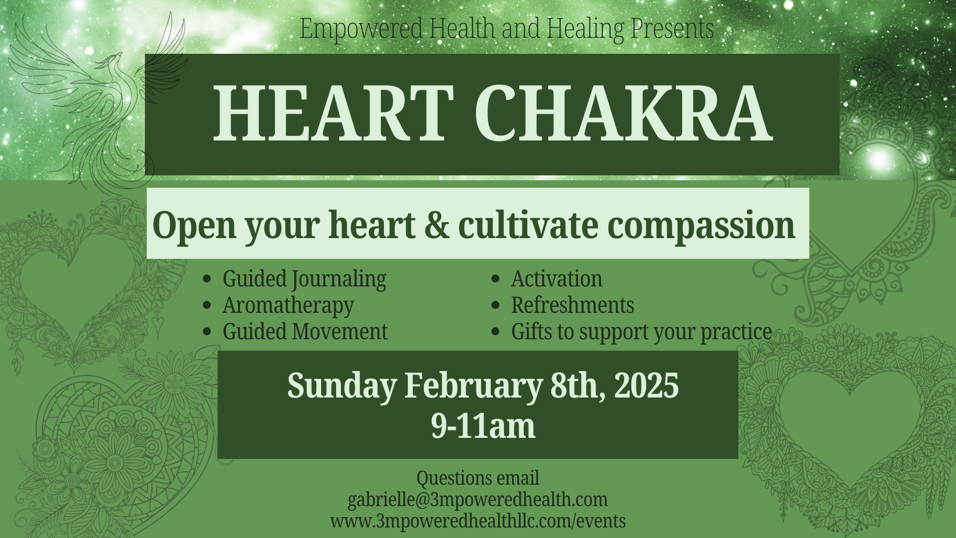 Heart Chakra Workshop Feb 8th 9am-12pm