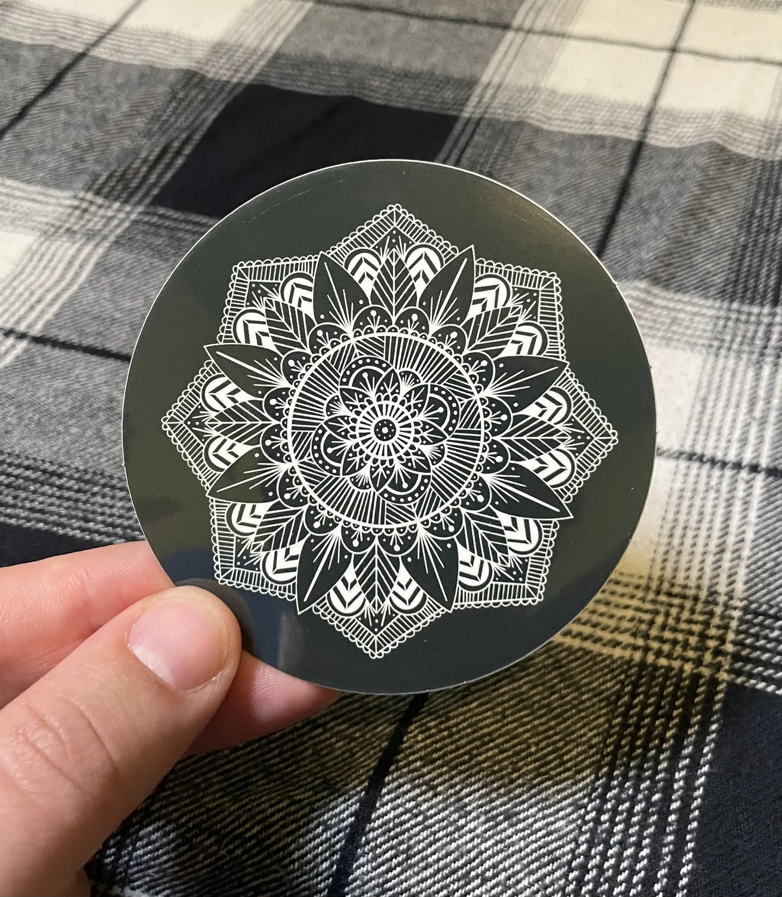 white + green mandala sticker