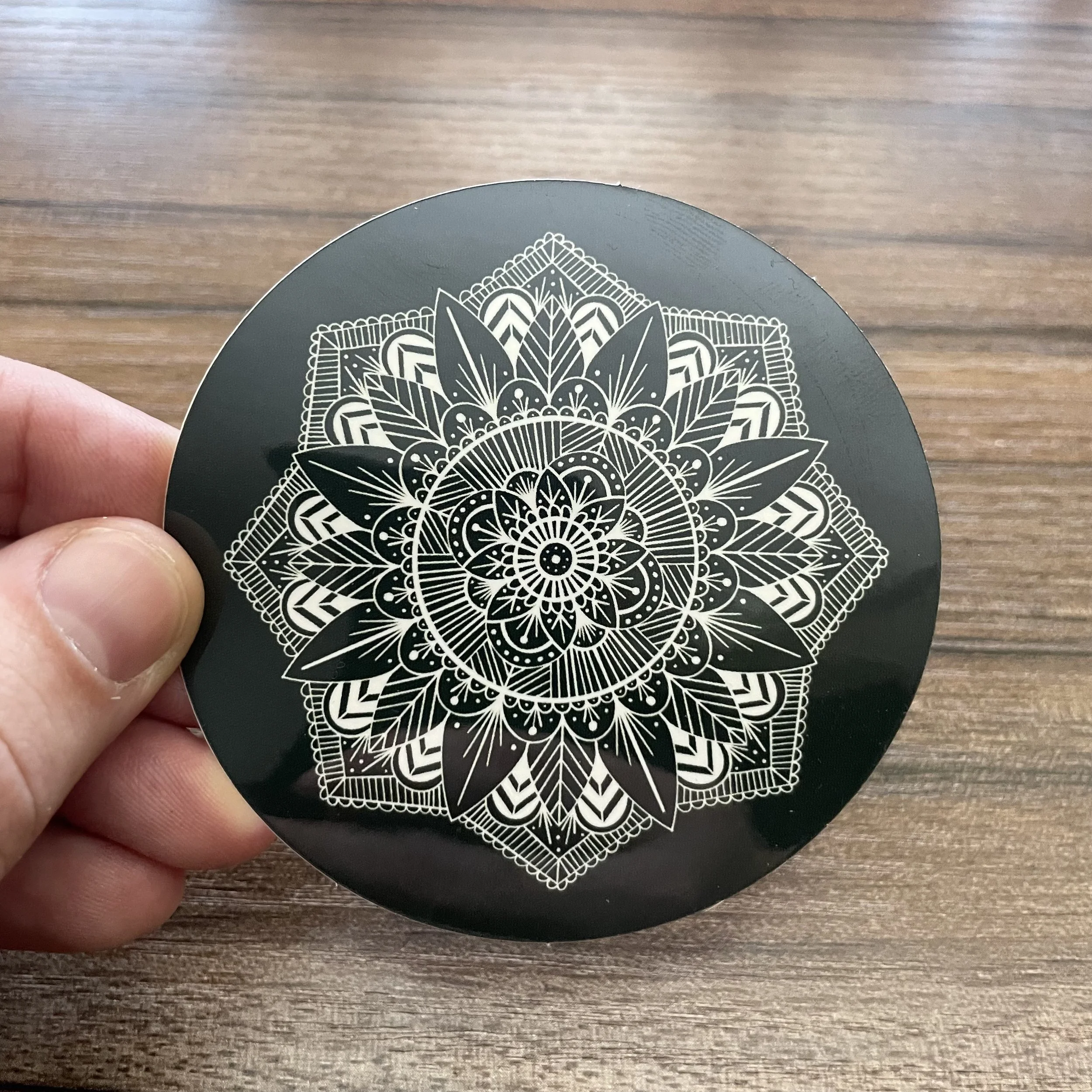white + green mandala sticker