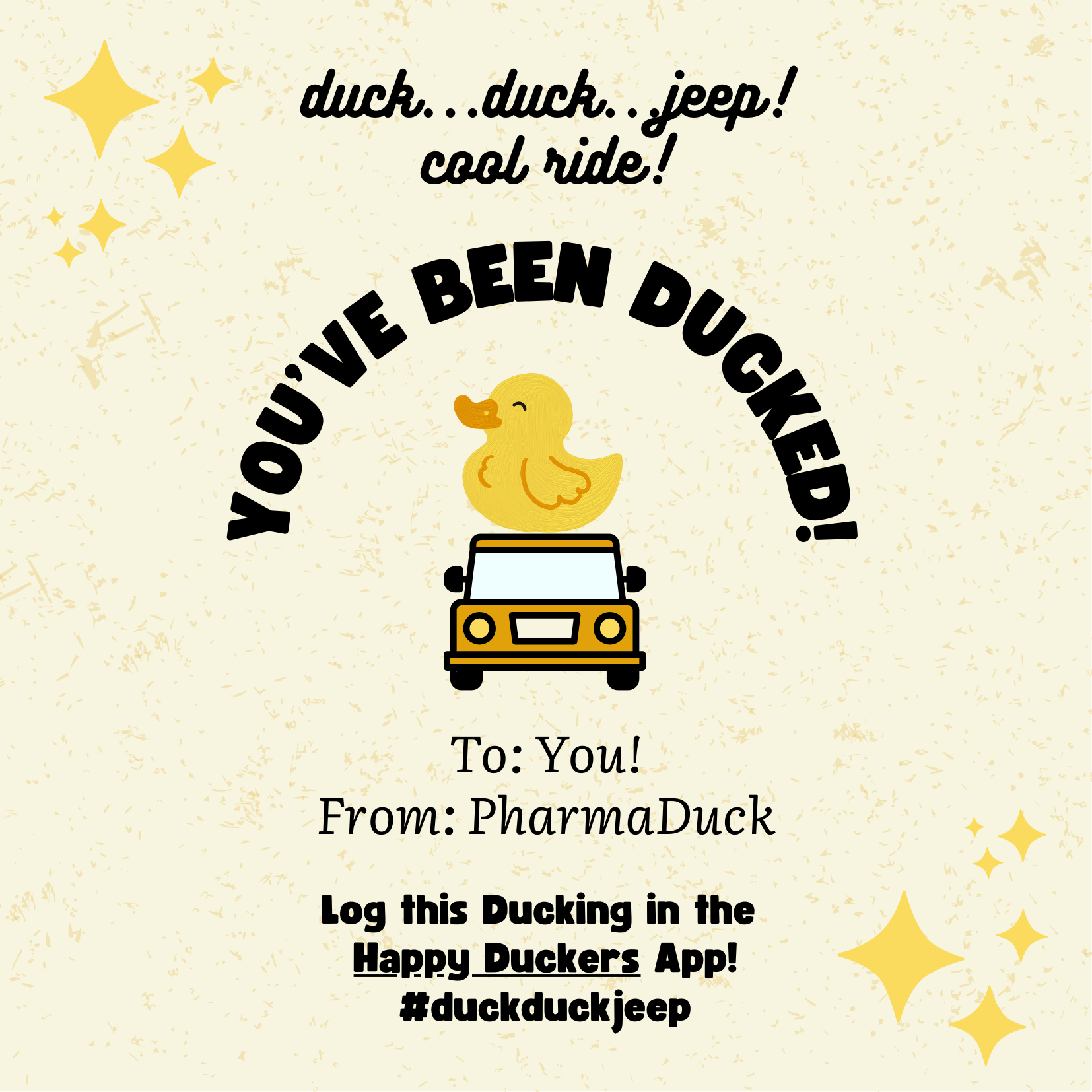 you've been ducked! card