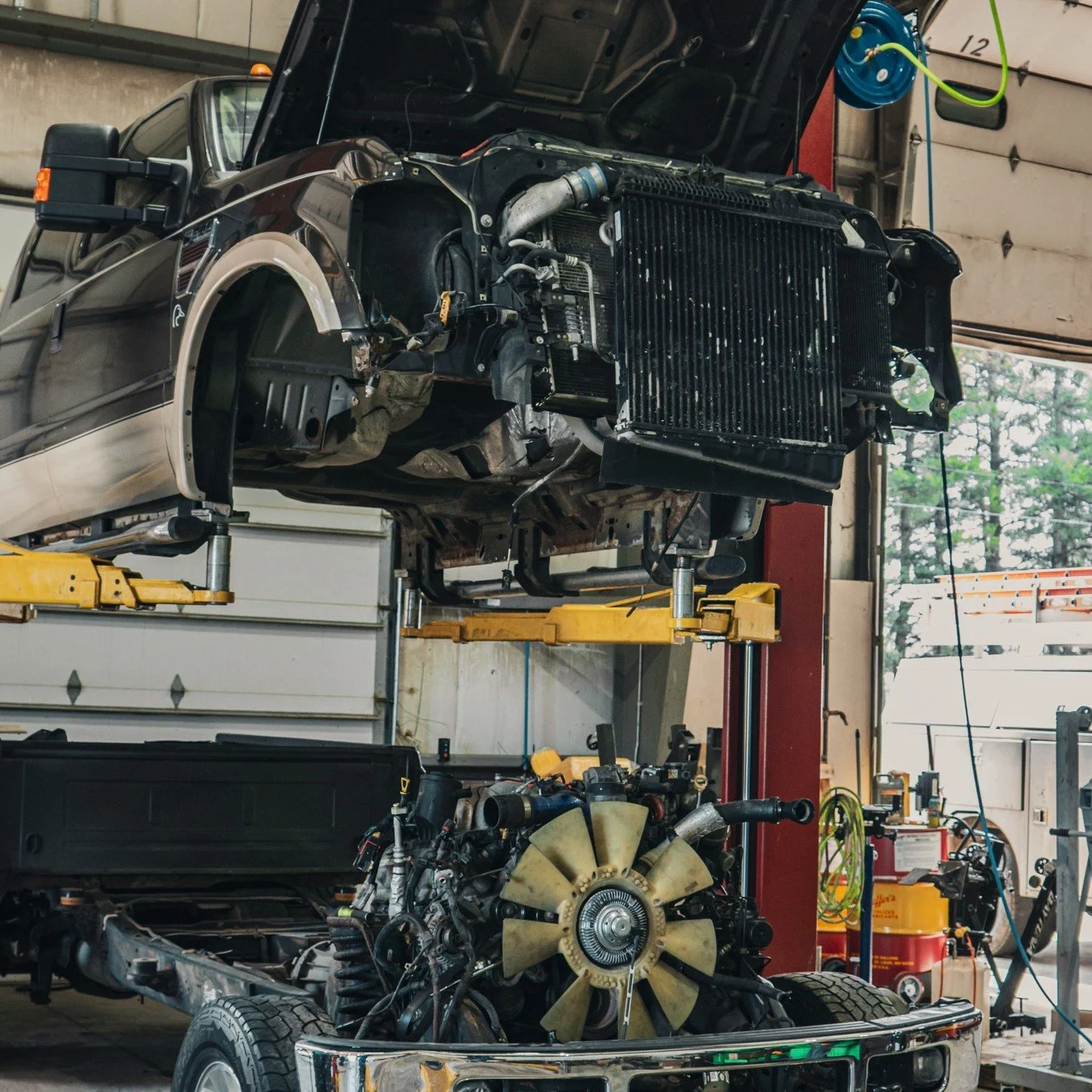 This 2008 Ford F250 Super Duty came in with an exhaust leak on the 6.4L Powerstroke. We went through it completely and replaced the exhaust up pipes and  gaskets, upgraded heater pipe, and upgraded heater hose assembly. This one was handled by our ne