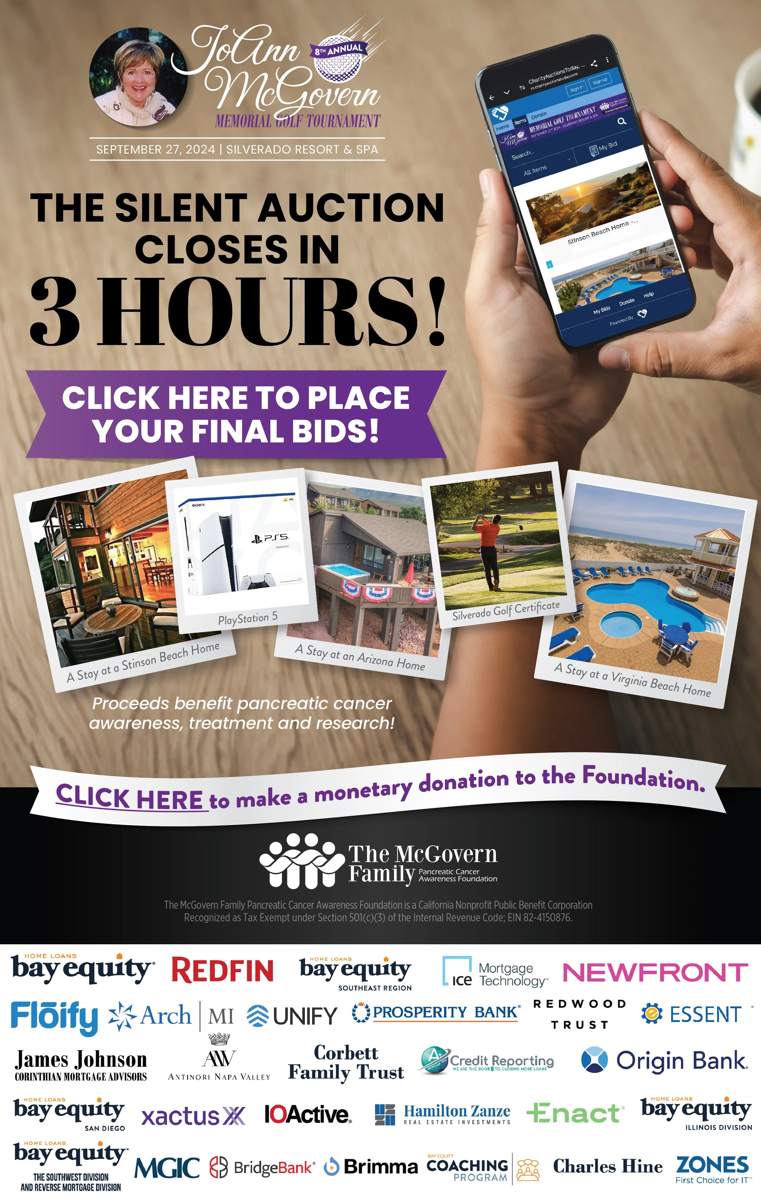 Email sent out to employees and sponsors about the silent auction