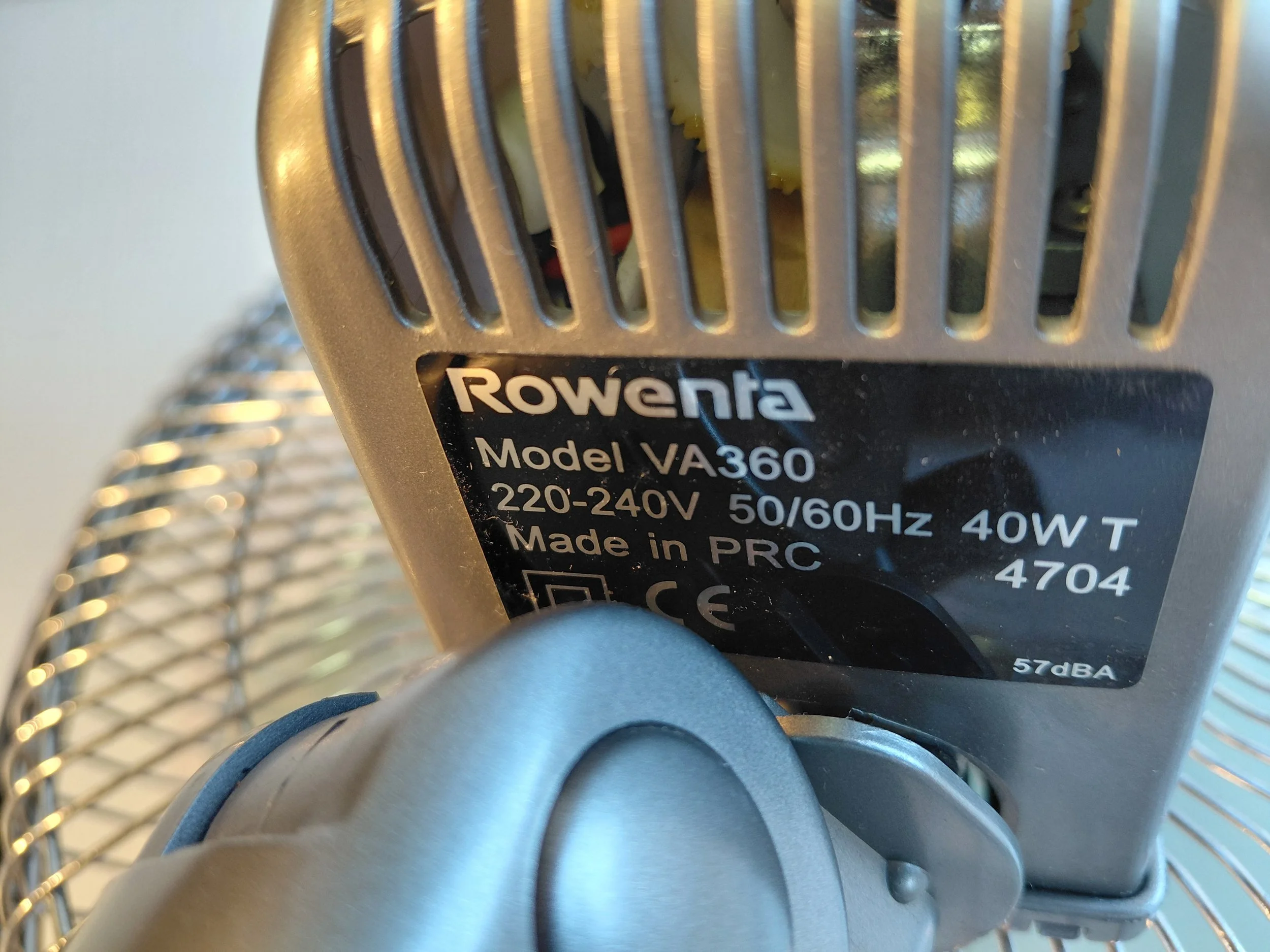 Rowenta VA360 Typenschild