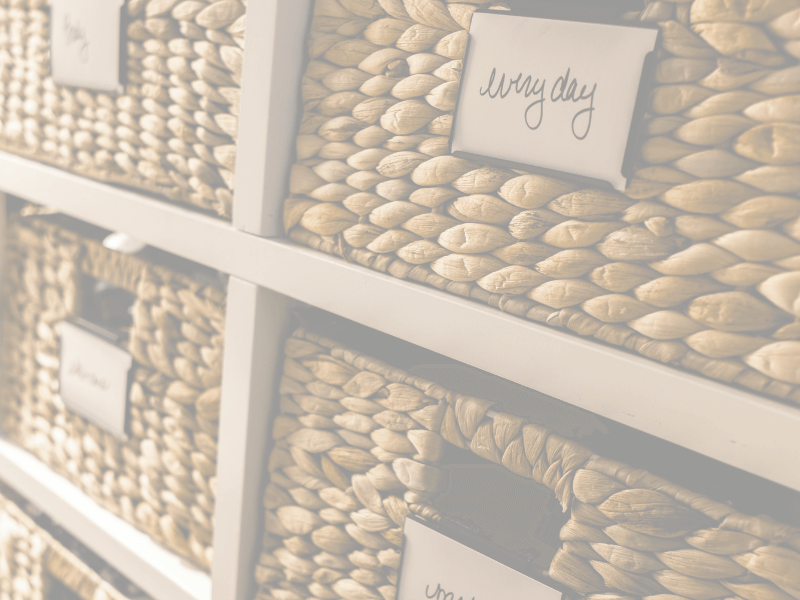 baskets for decluttering with a professional organizer