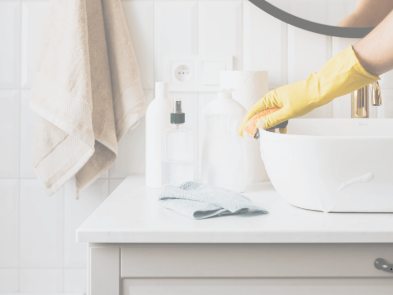 spring cleaning and decluttering sink