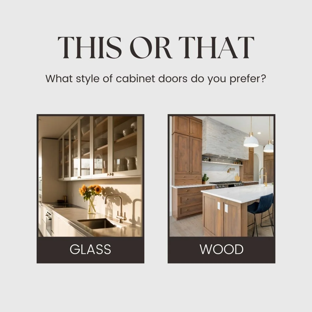 When it comes to kitchen cabinet doors, do you prefer the warm, natural look of wood or the sleek, modern elegance of glass?

🌿 Wood cabinets bring warmth and versatility, fitting seamlessly into both classic and contemporary designs.
🍽️ Glass c