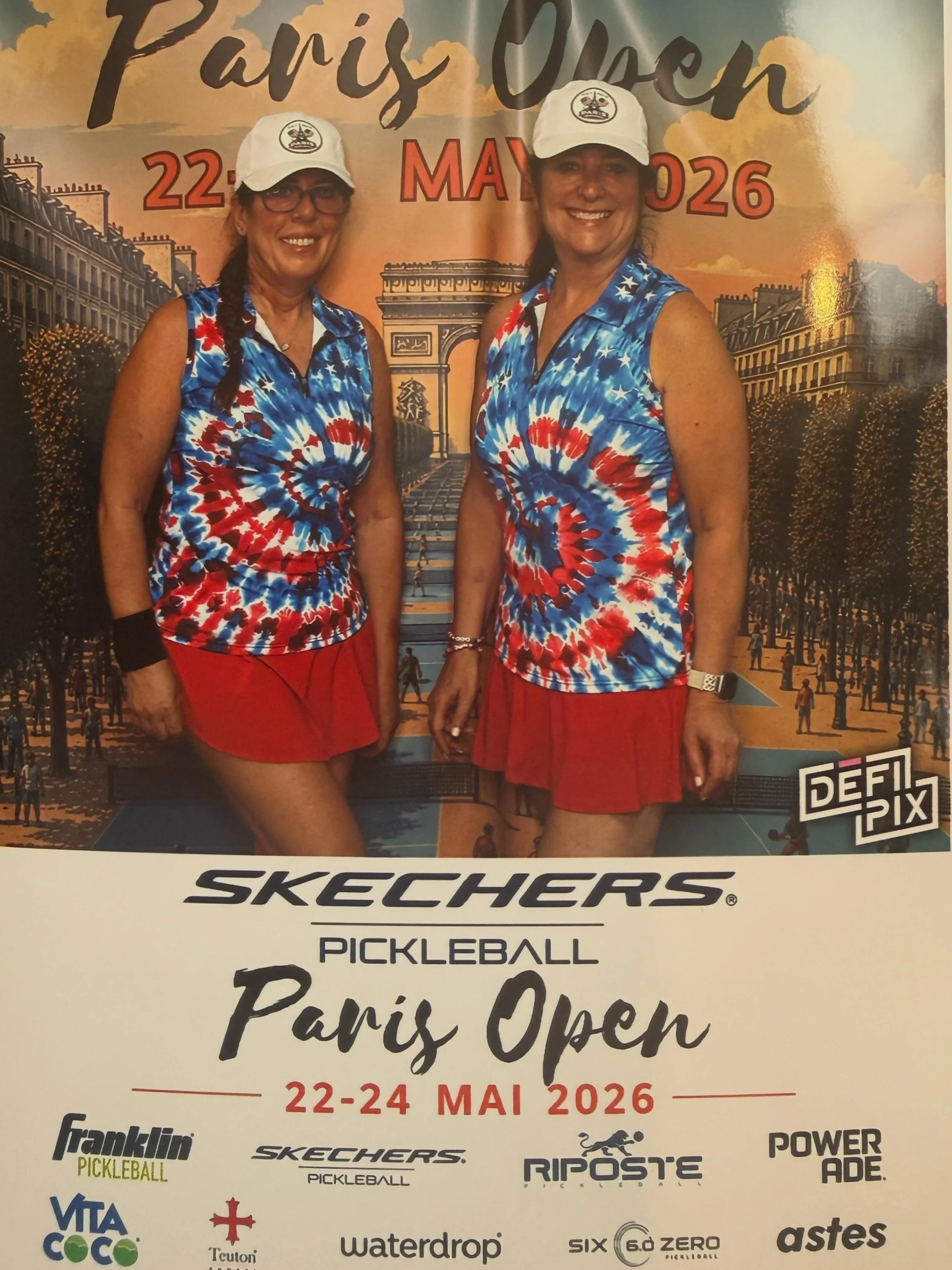 Showing our USA pride - pickleball style! #stacyandmayvaplayparis