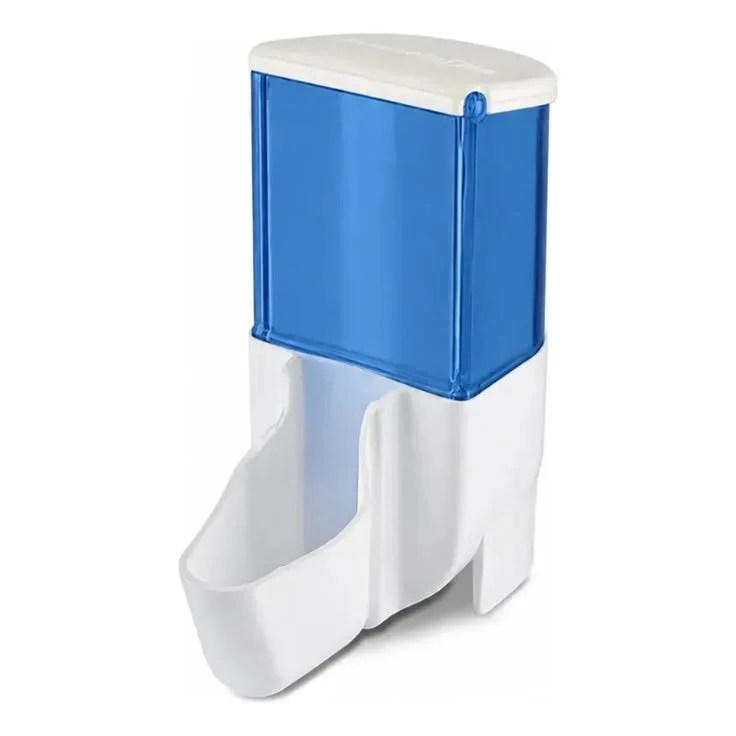 A white self-cleaning litter box with a blue water reservoir on top.