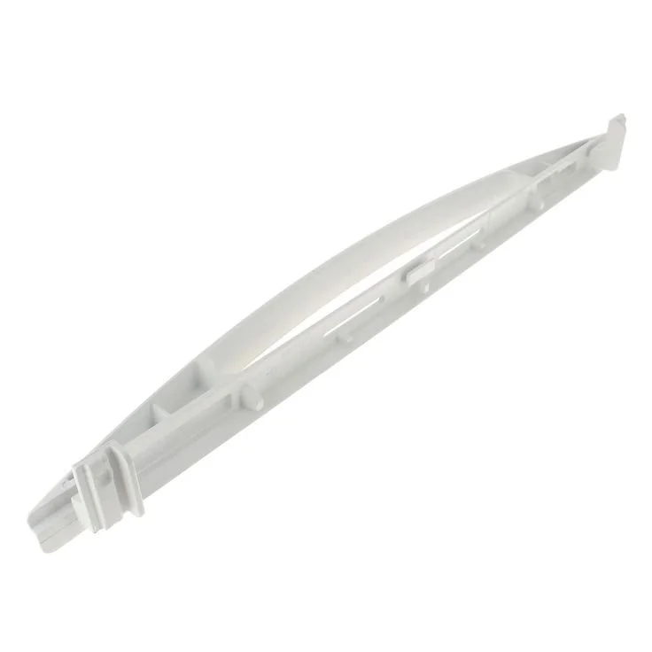 A white plastic dishwasher rack roller or wheel.