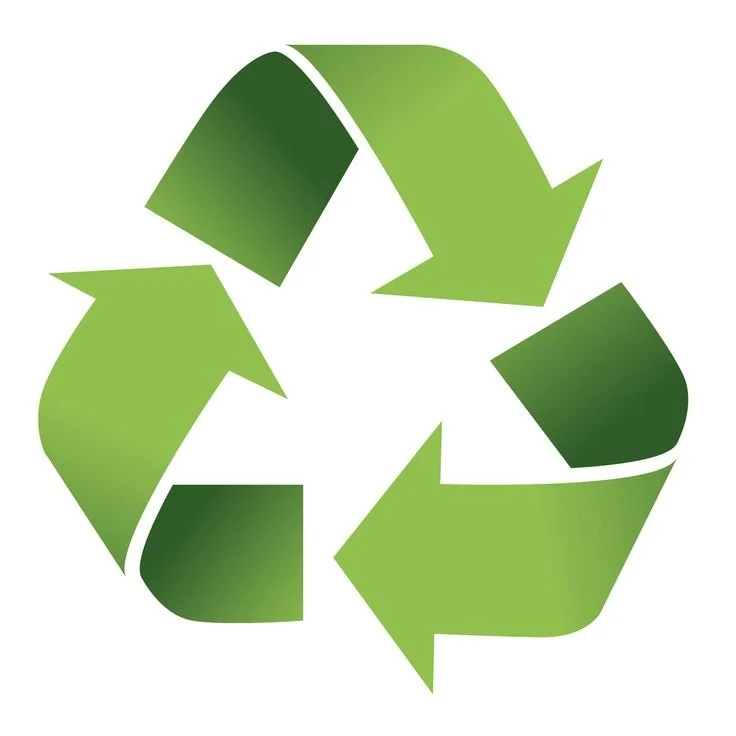 A green recycling symbol made of three arrows forming a triangle.