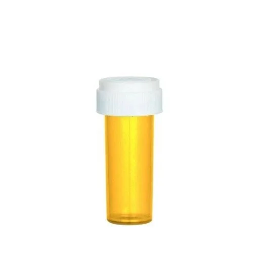 A yellow prescription pill bottle with a white cap.