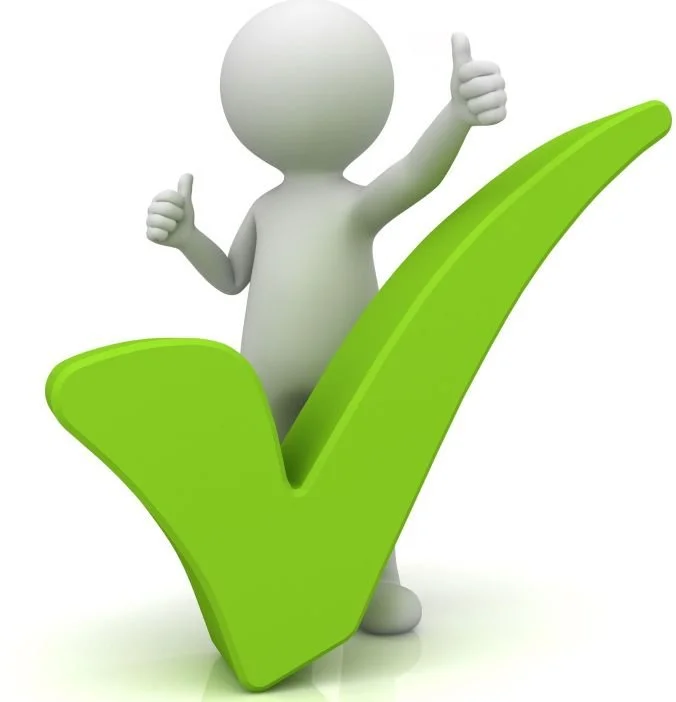 A 3D cartoon figure giving a thumbs up with a large green checkmark in the foreground.