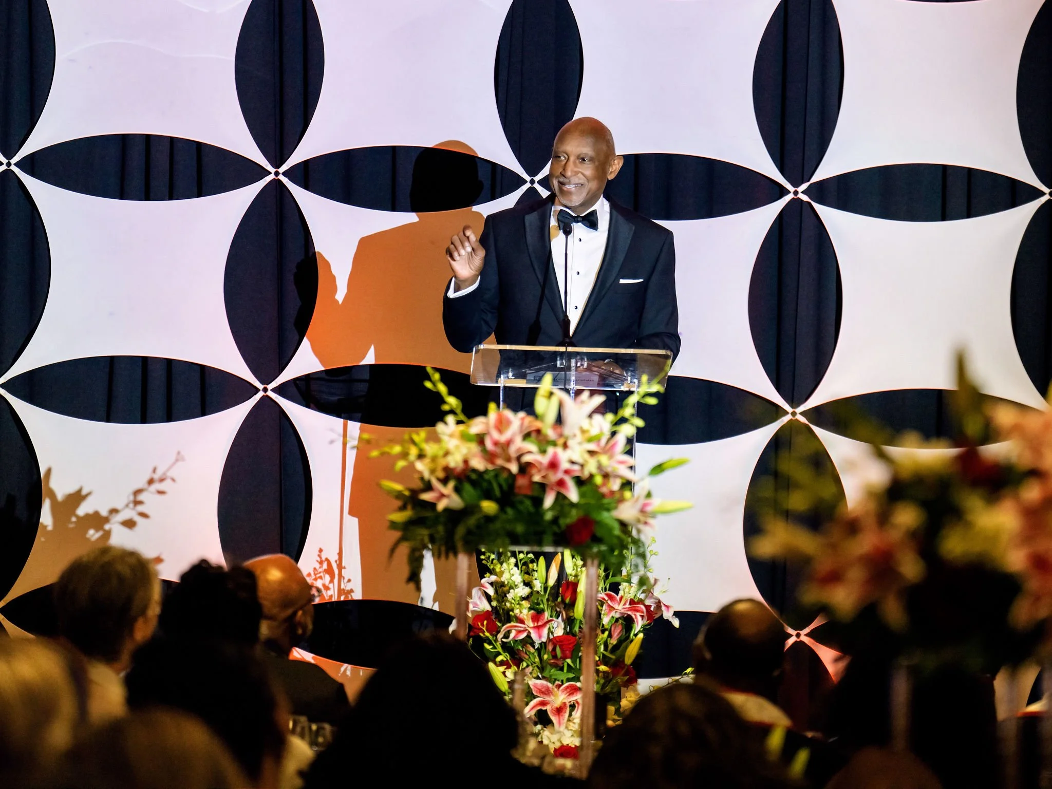Speaker at the podium during an awards ceremony