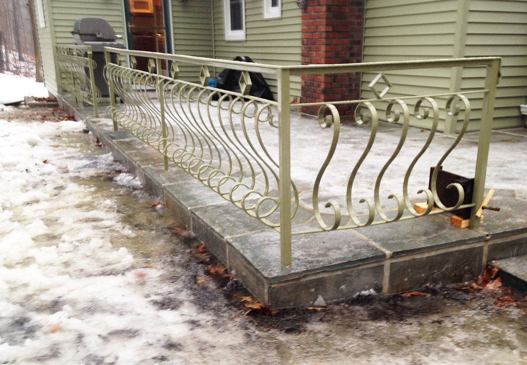 Steel forged deck railing, private residence