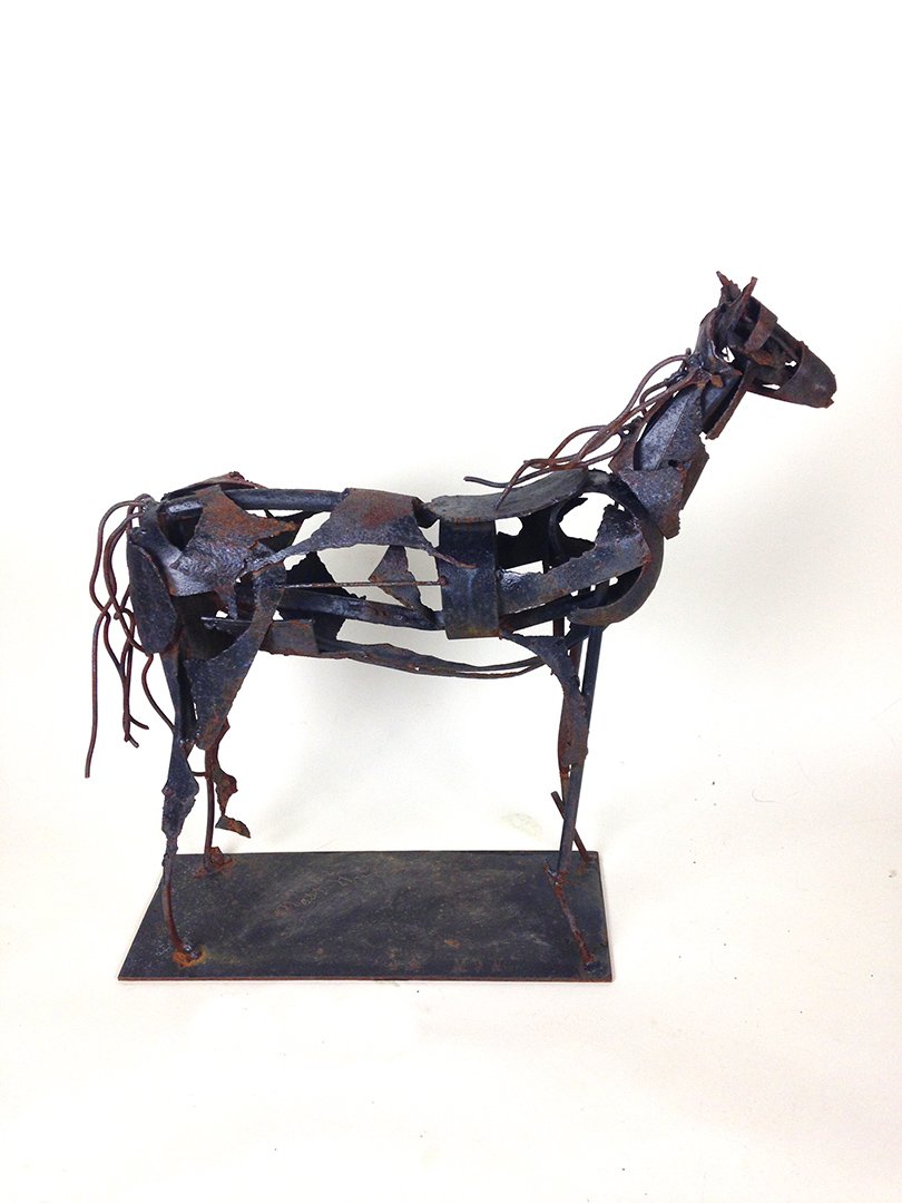 Welded steel horse sculpture