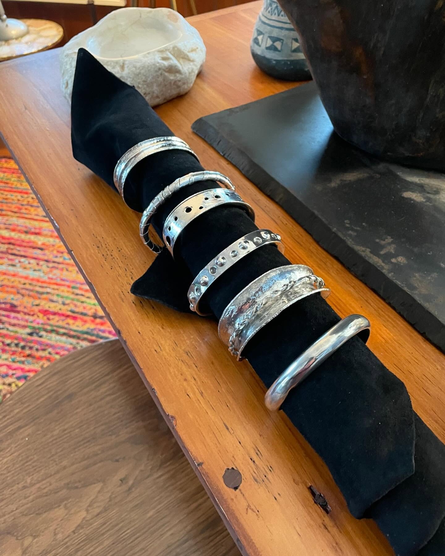 Sterling silver, hand-hammered bracelets