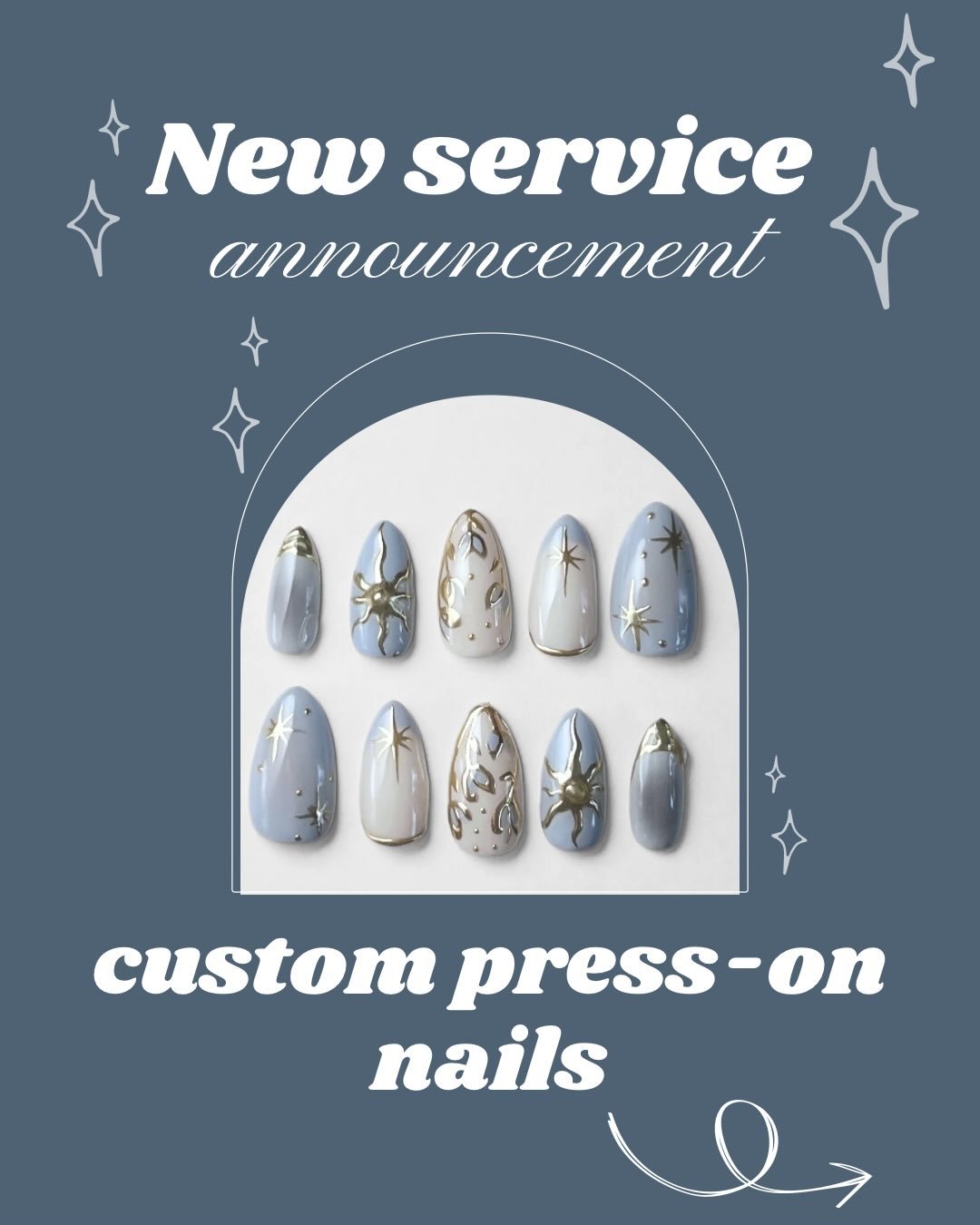 Custom press-on nails created just for you 🤍 reusable, gentle on nails, and salon quality. 

Every set is special just for you with custom sizing and style with no salon visit needed. 

Submit your consultation and let&rsquo;s bring your dream nail 