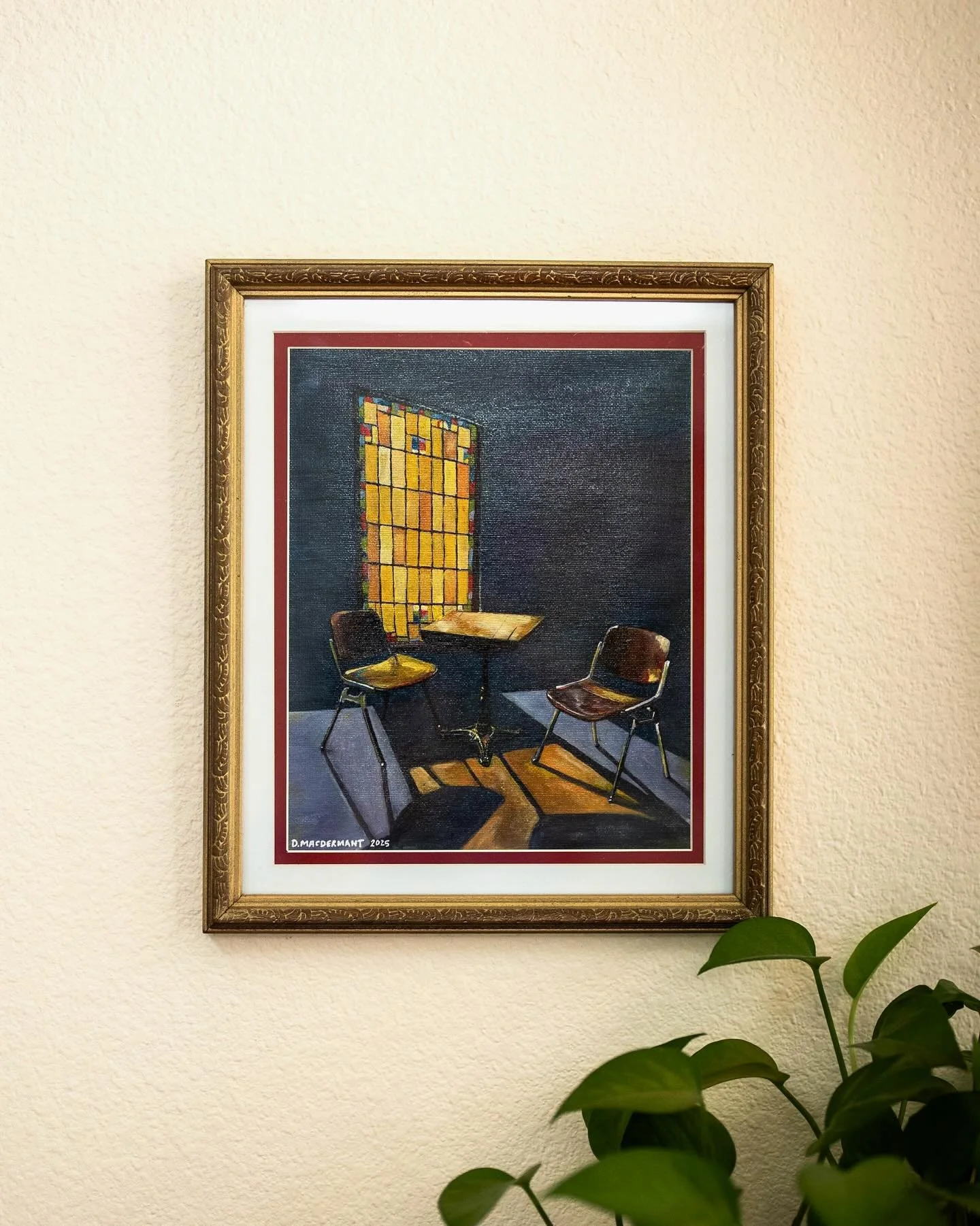 I love the way this piece looks with its thrifted frame and double mat. 😗 Officially up in its new home 🤝 @danivin

#floridaartist #orlandoartist #oilpaint