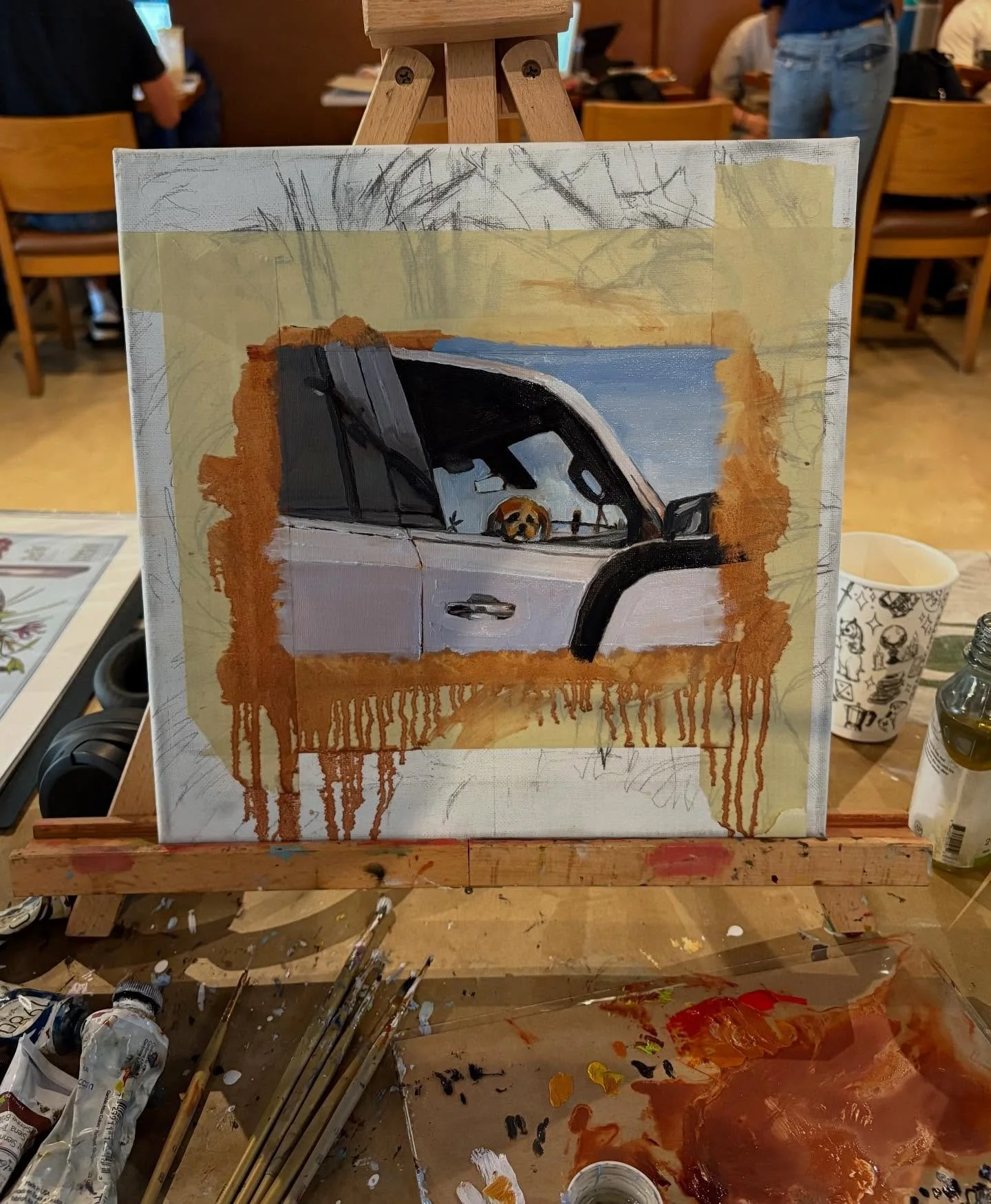 This popup was my first time painting in a public space. Everyone was super nice and kept telling me how good me and my painting looked! 🐶

Thanks again @fablecoffee.co for having me