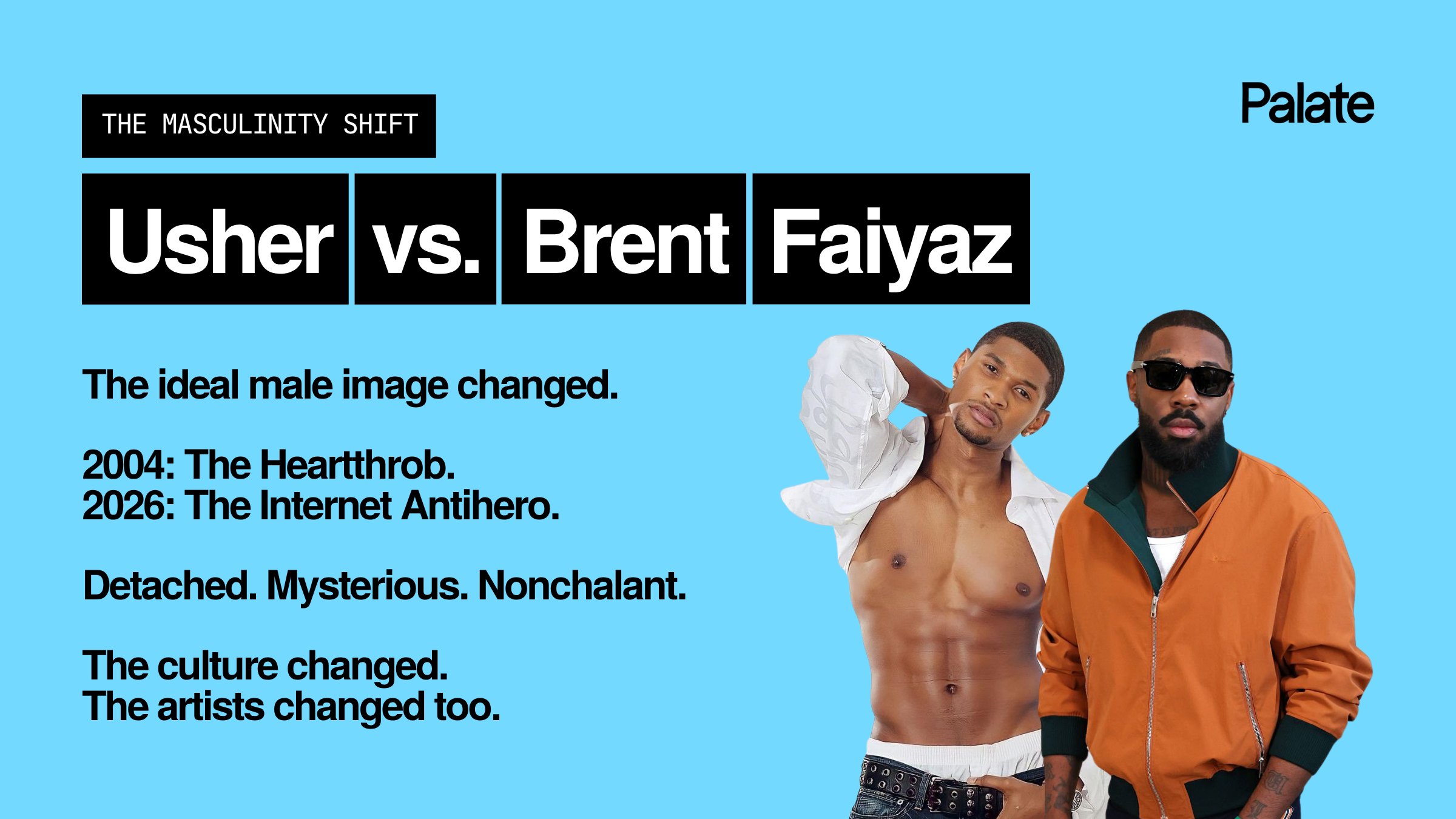Usher and Brent Faiyaz representing the shift in male R&B image and masculinity