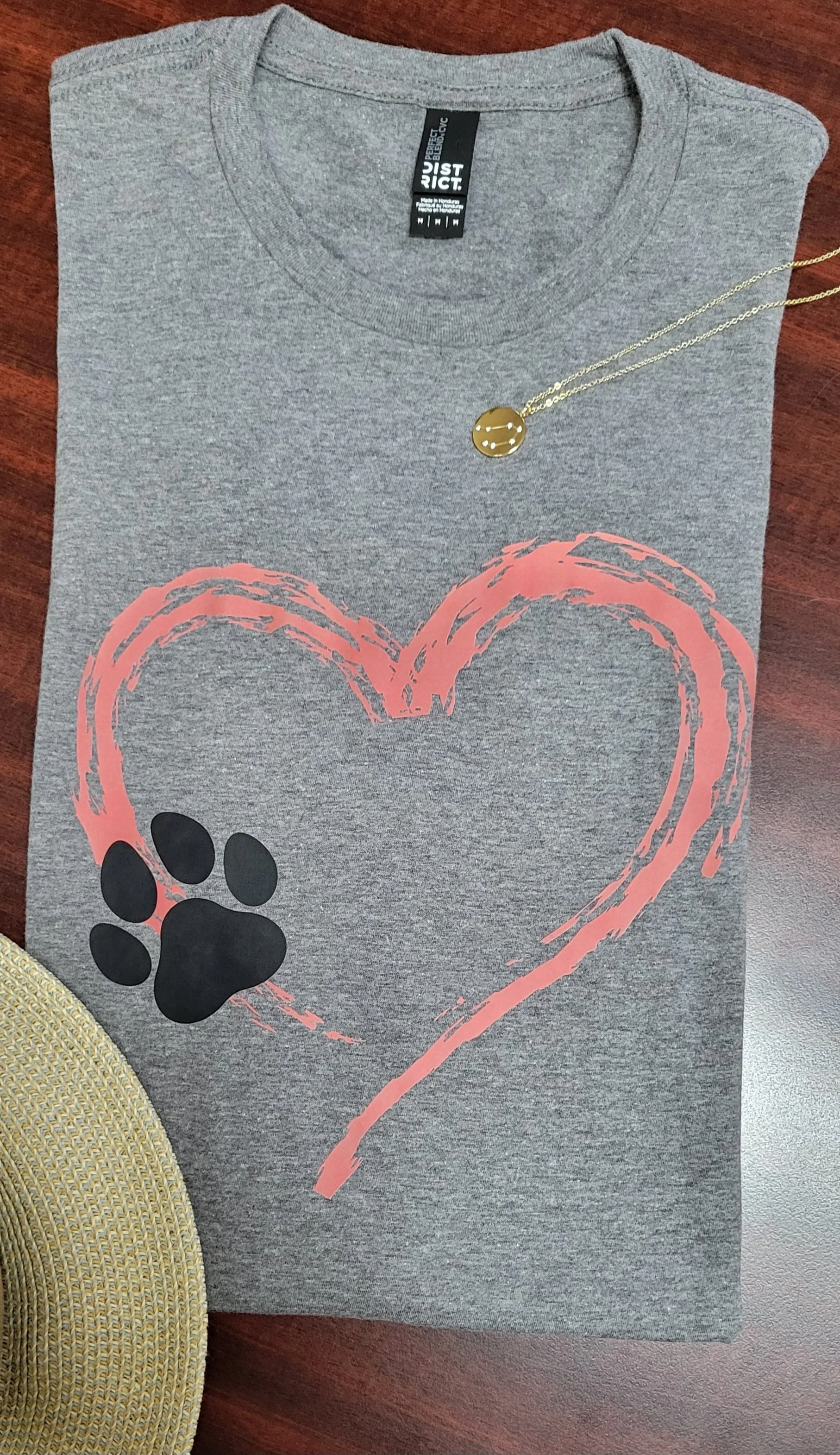 Distressed Heart with Dog Paw T-shirt