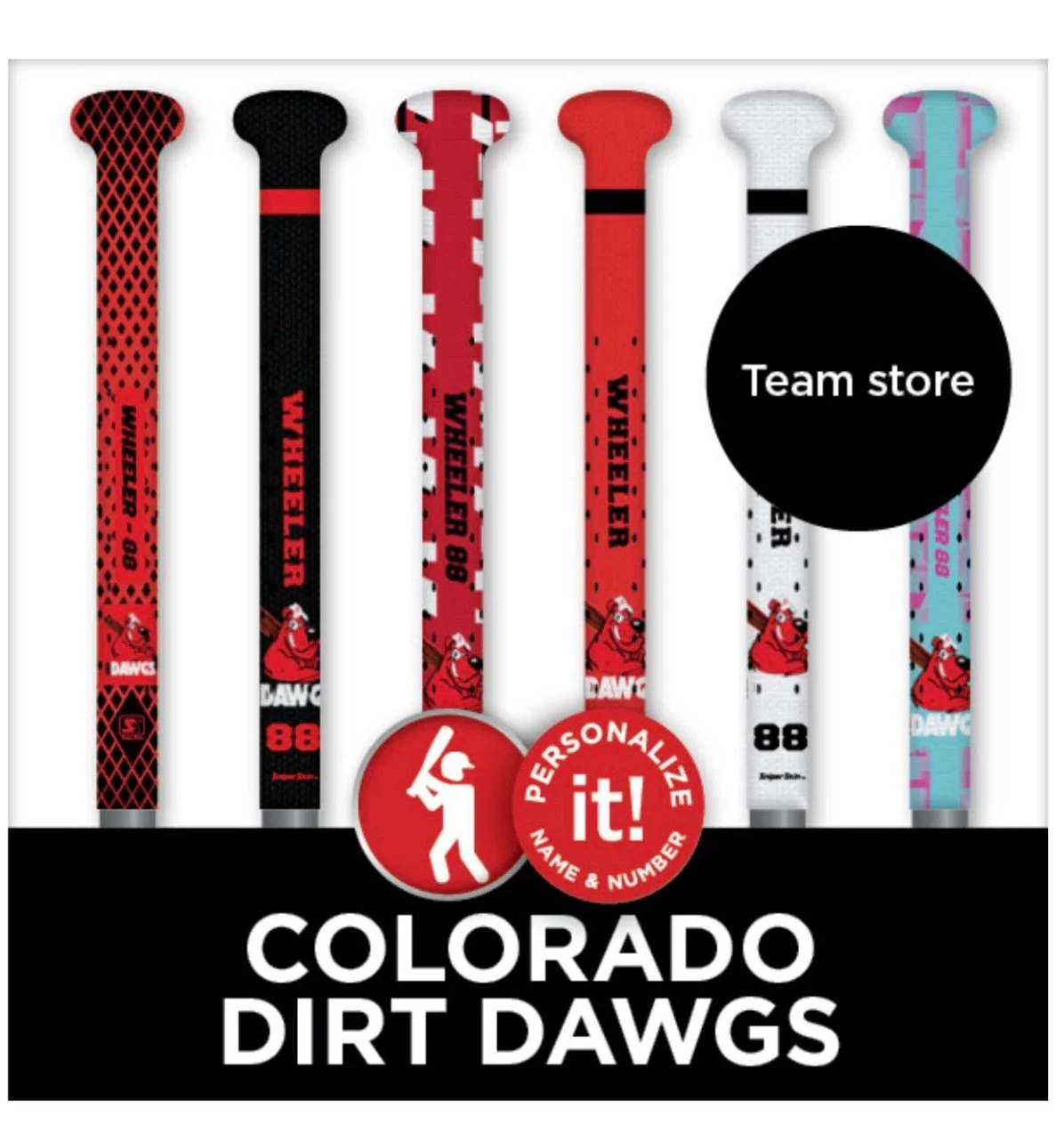 The Swag keeps rollin! Check out this team store @sniperskin set up for us 🔥🔥🔥🔥

Go to colorado-dawgs.com 👉 Partnerships 👉 SniperSkin Bat Grips 
or 
https://sniperskinsports.com/collections/baseball/products/colorado-dirt-dawgs-bat-grips