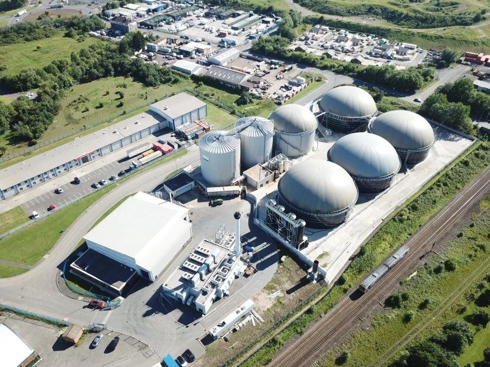 Aerial drone footage of Anaerobic Digestion Site