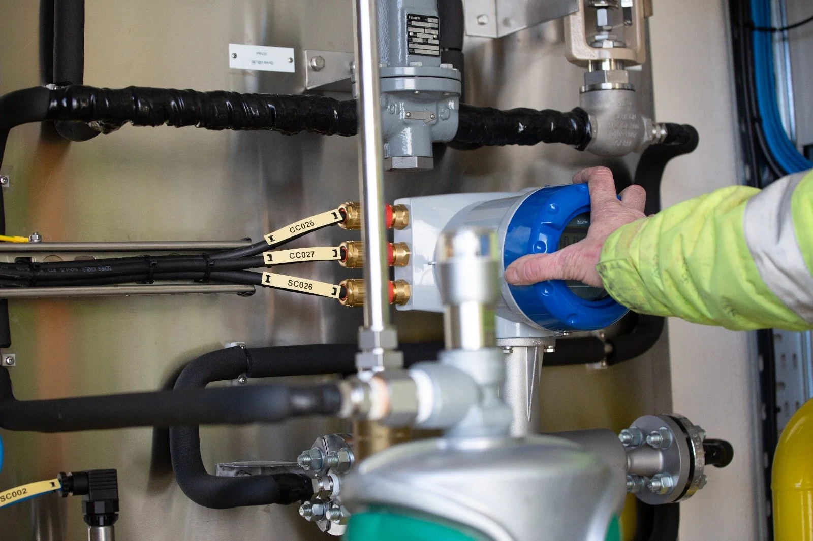 Electrical piping, hand turning dial in biogas plant