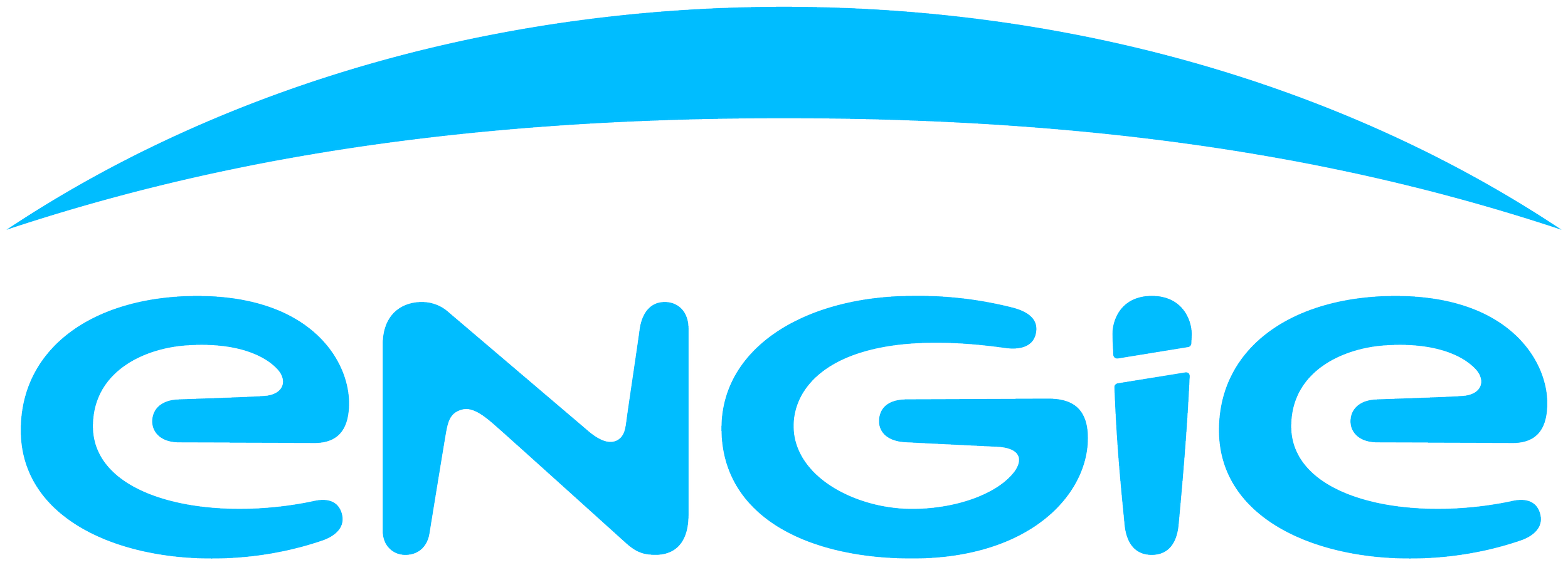 Enege logo in blue and black text with a curved blue line above.
