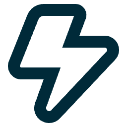 Black outline icon of a lightning bolt.