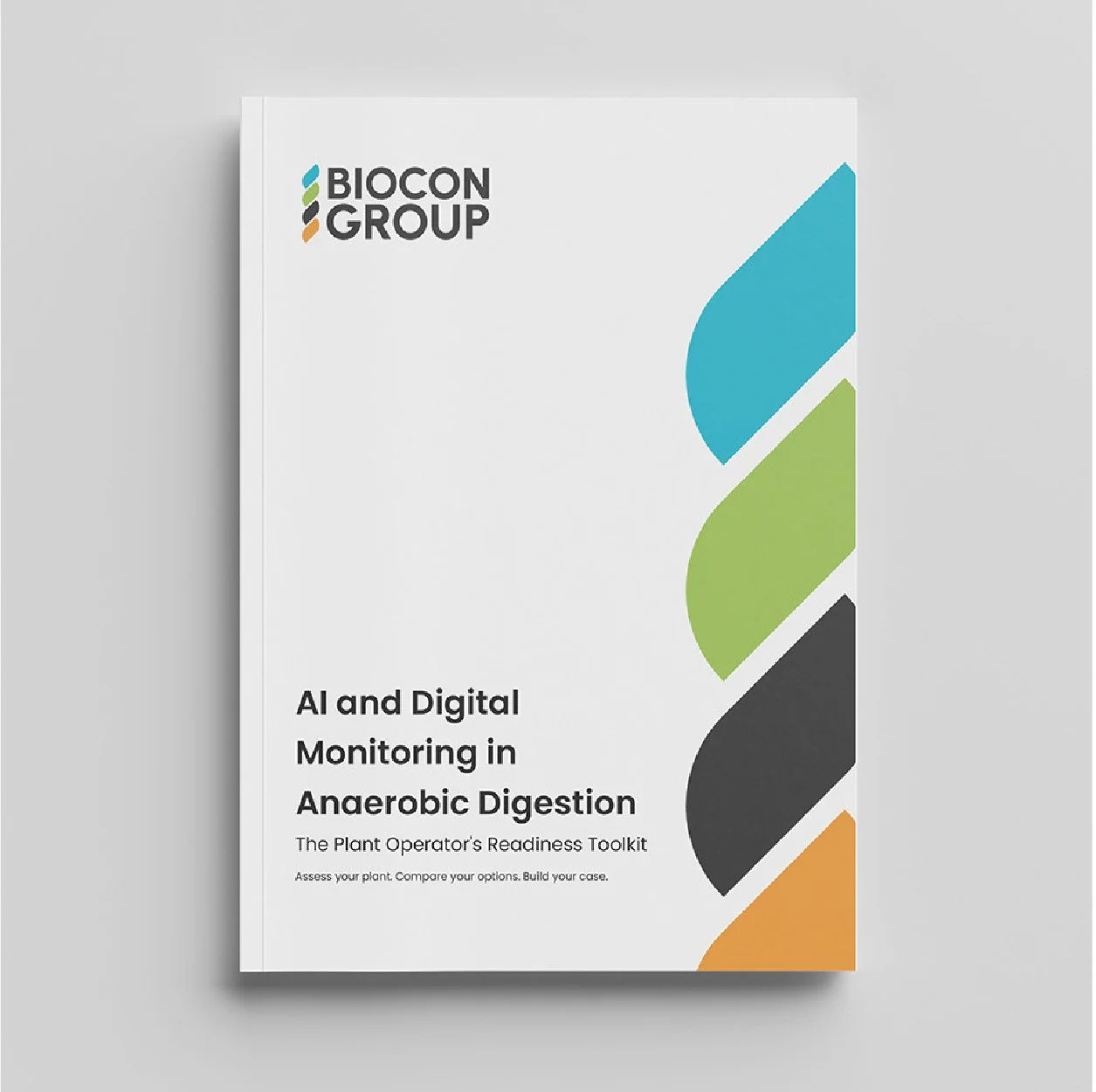 front cover of brochure titled AI and Digital Monitoring in Anaerobic Digestion, BIOCON Group logo in the top left
