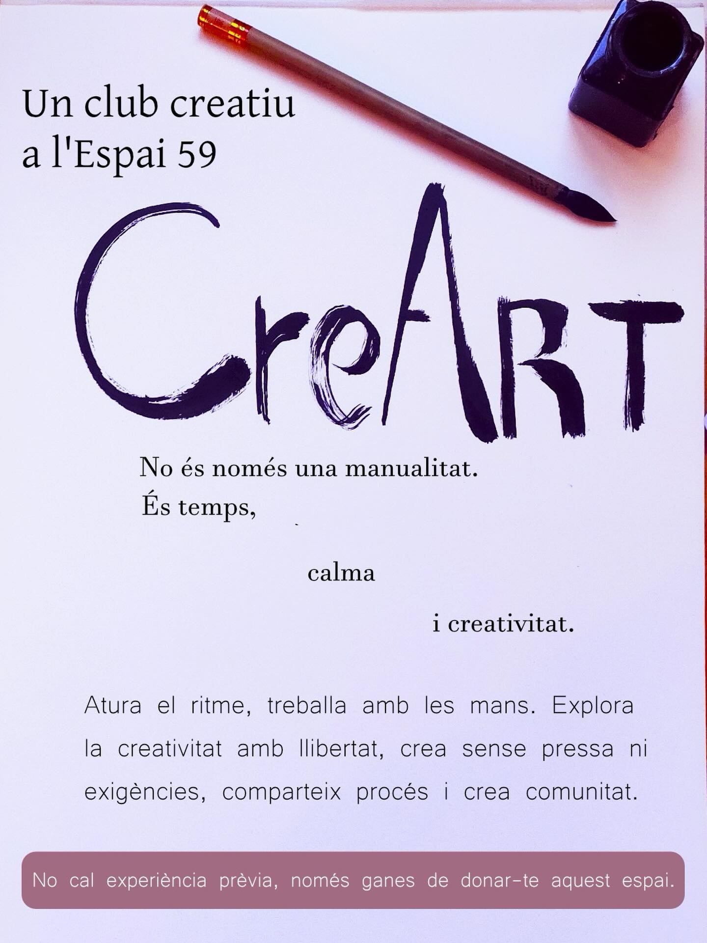 Ens ho heu demanat molt, aix&iacute; que&hellip; 🎨✨ Neix Espai CreART Club a Espai 59 ✨🎨

Un club creatiu pensat per aturar el ritme, treballar amb les mans i regalar-te temps de qualitat 💛

Espai CreART Club &eacute;s un espai on ens trobem dues 
