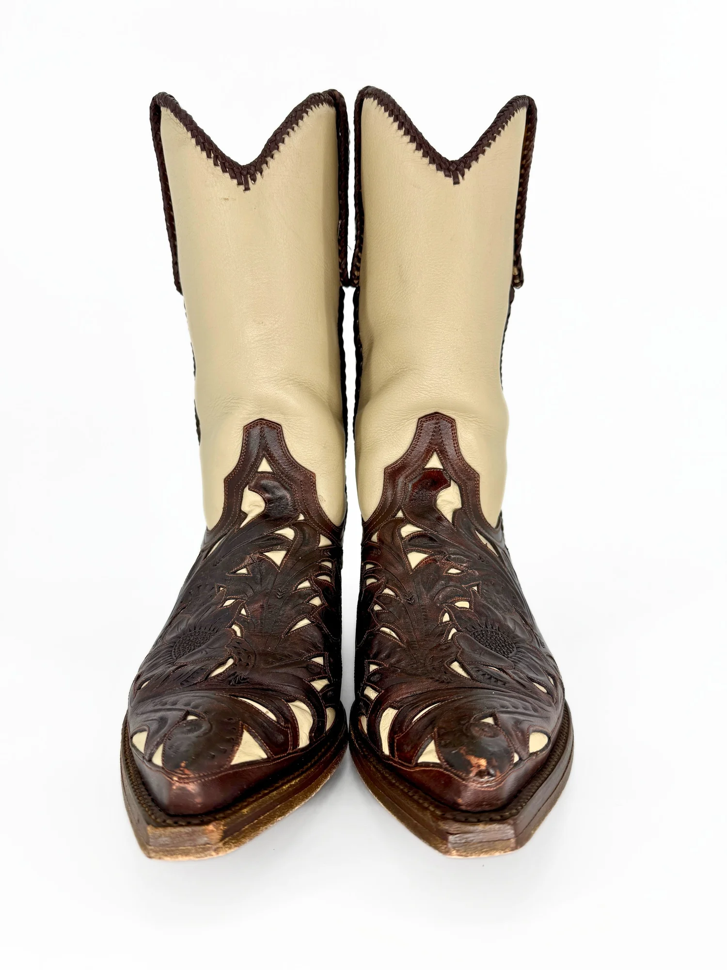 Bottes Santiags Femme Marlboro Classics - Cuir Marron Clair - Taille 39 - Neuves Sans Boîte