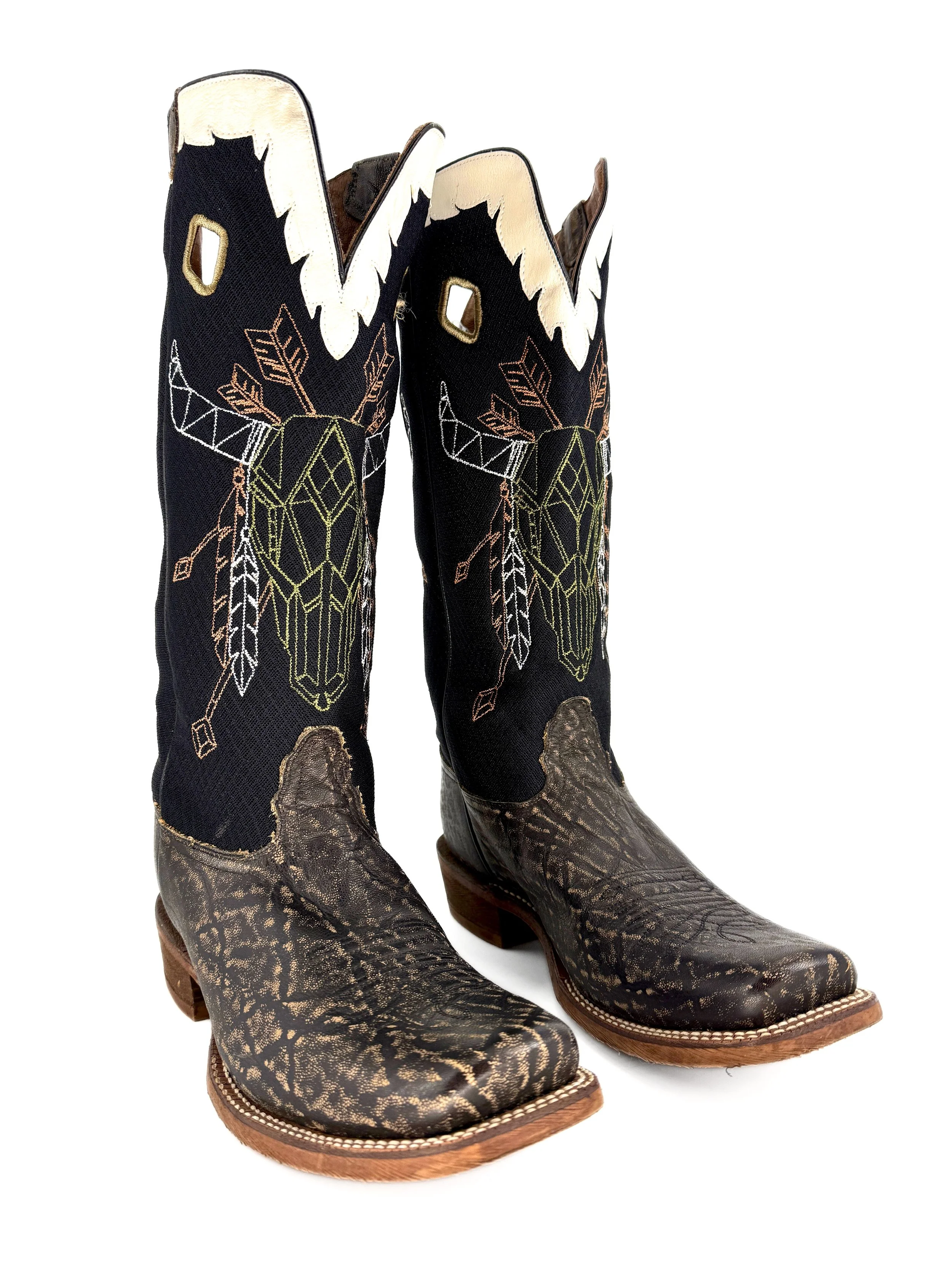 Skull Embroidery High Rise Boots - Size 12/13UK