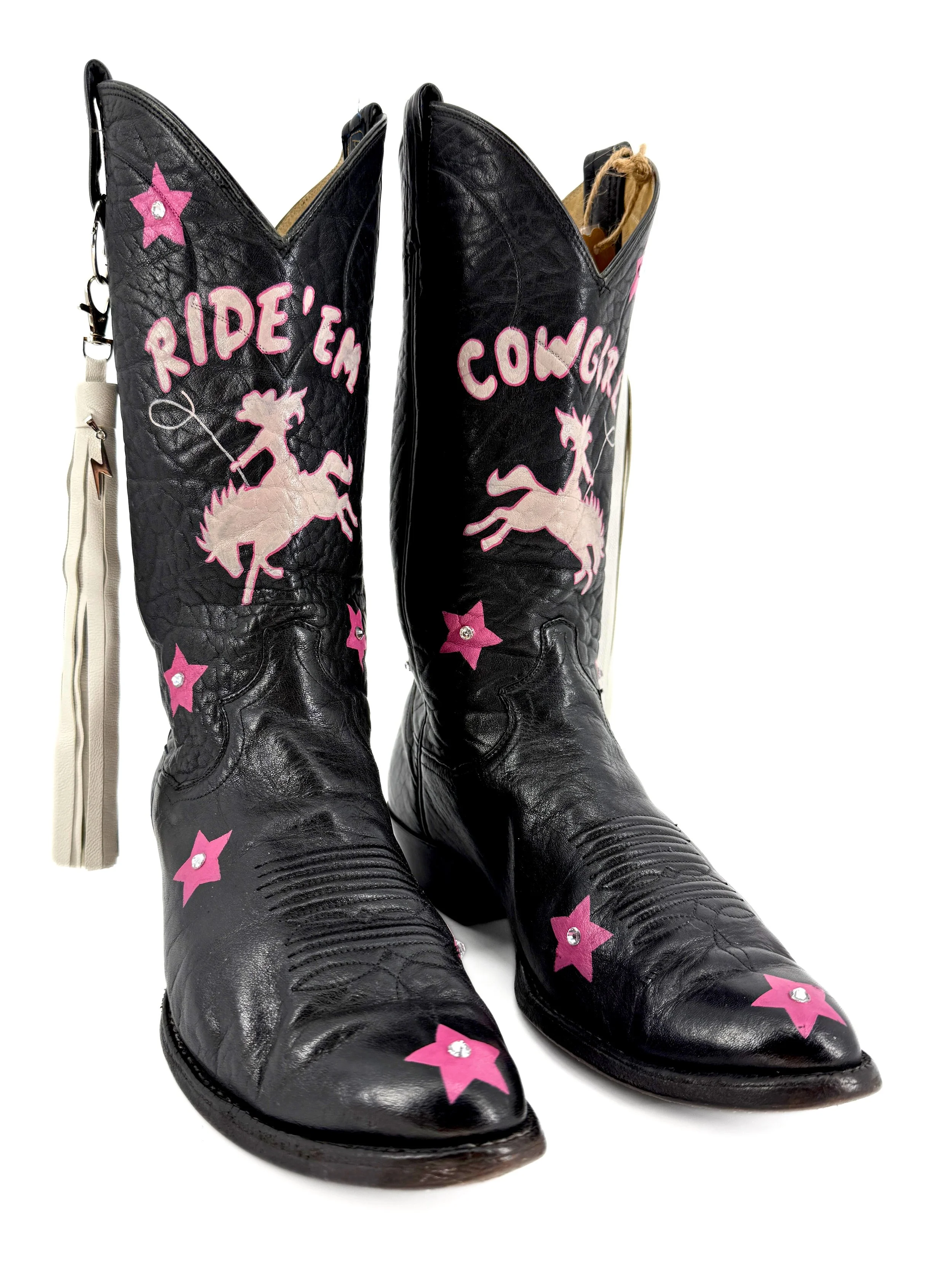 Hand-painted Ride’ Em Cowgirl Rhinestone Divas- Size 9UK