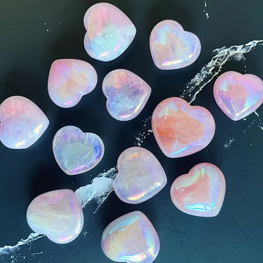 Angel Aura Rose Quartz Hearts