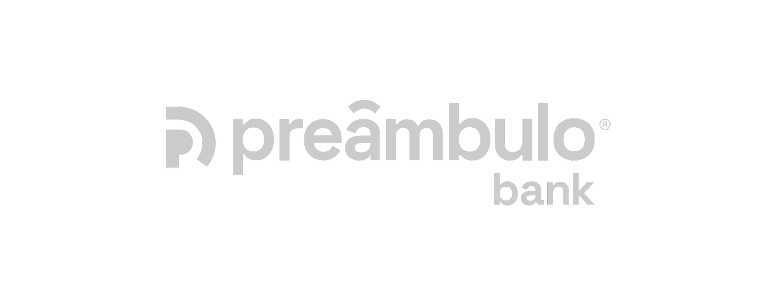 Logotipo do Preambulo Bank em fundo preto, com o texto 'preambulo' em cinza claro e 'bank' em cinza escuro.