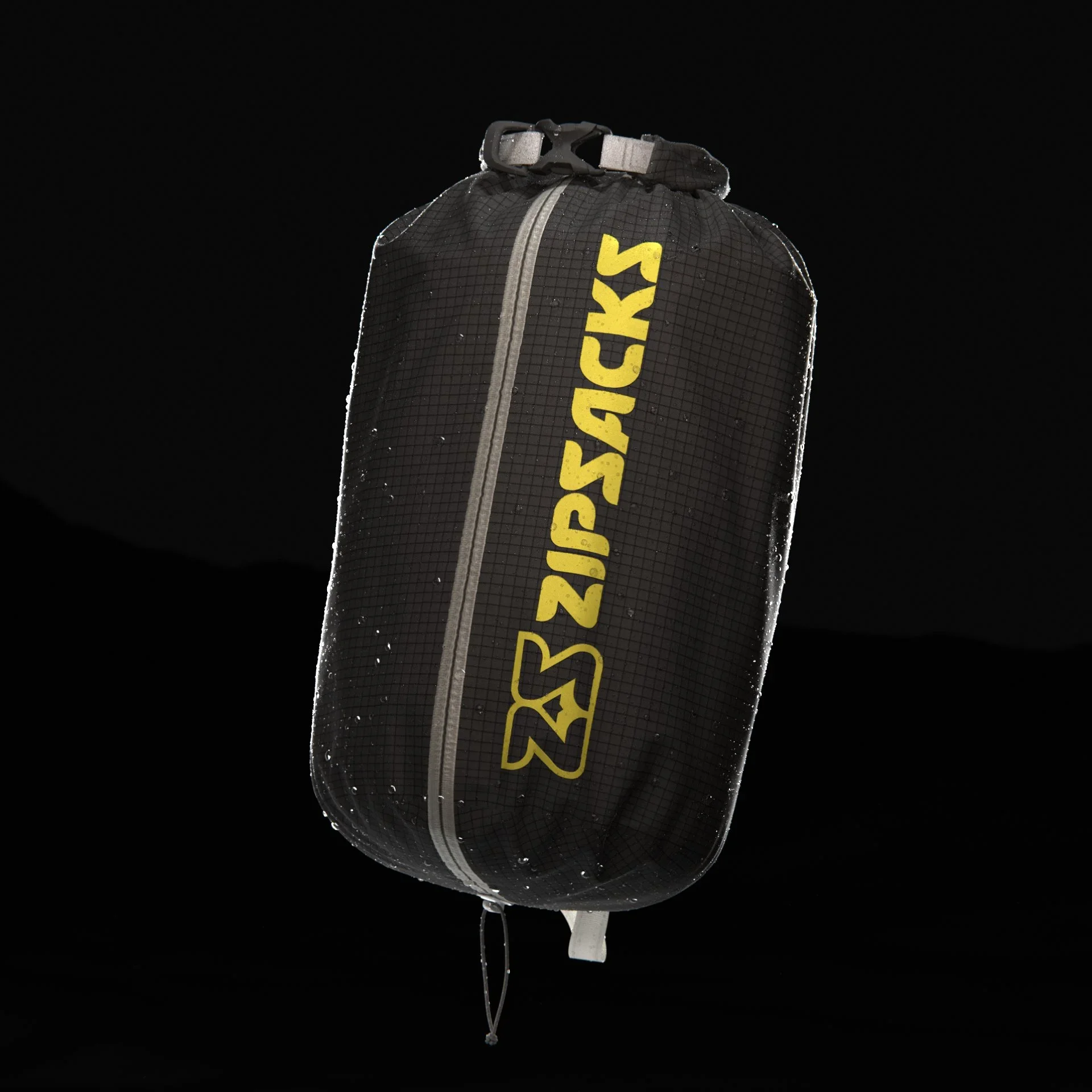 A black zippered gear bag with yellow text that reads 'ZIPSACK' on a black background.