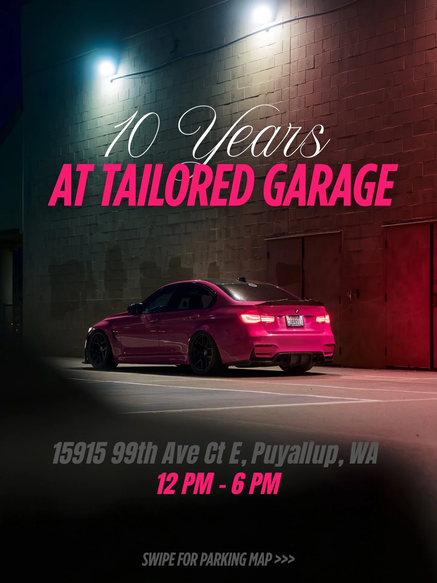 Who guessed the color correctly? 

Come check out @zacksaroeuy &lsquo;s F80 M3 in &ldquo;Barbie mode&rdquo; at our 10 year anniversary event today! Hang out, have fun, and please behave!

📸 by Cole Peterson @shobumedia 

#10yearsattg #tailoredgarage
