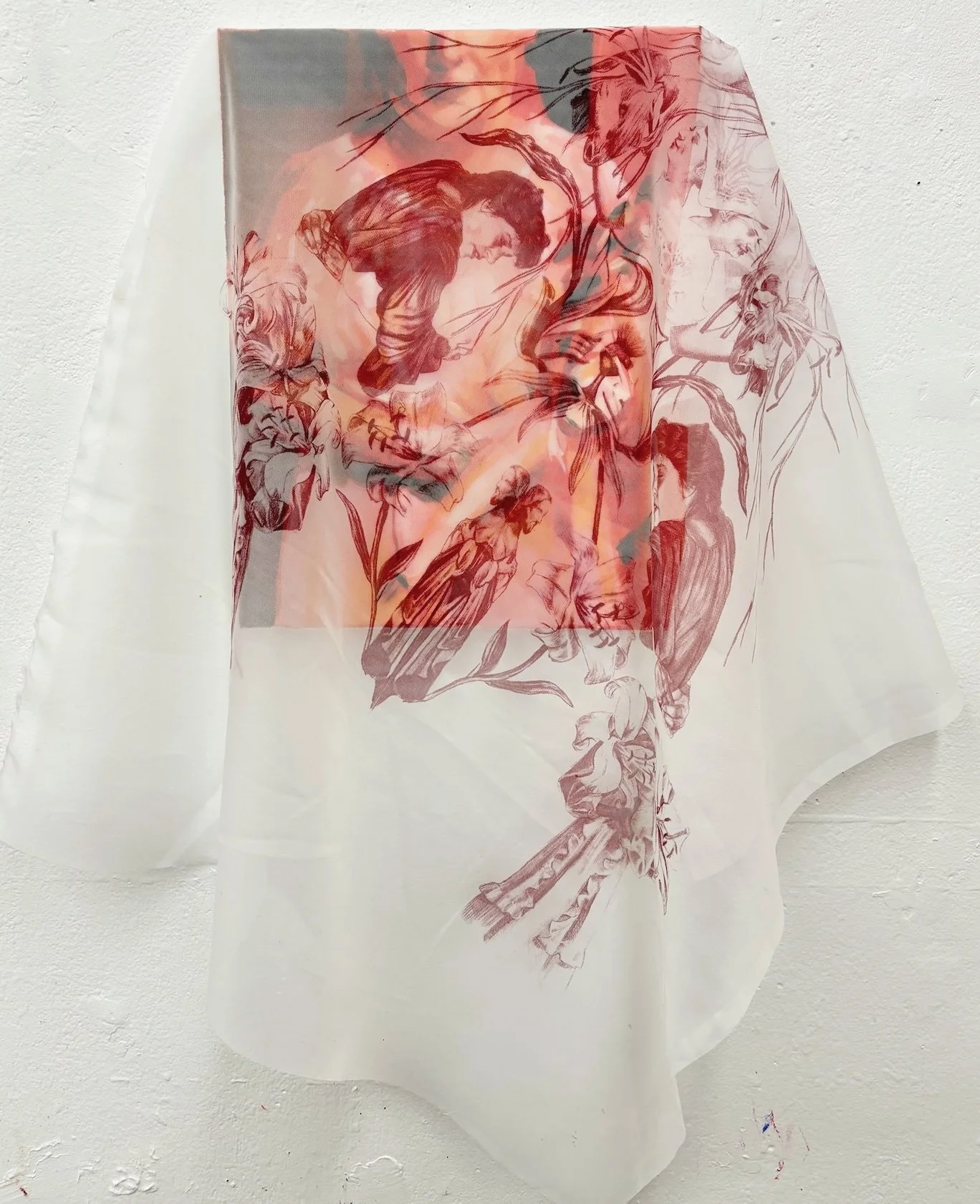 untitled, screen printed textile, acrylic paint on canvas, 8 x 10 inches, 2025