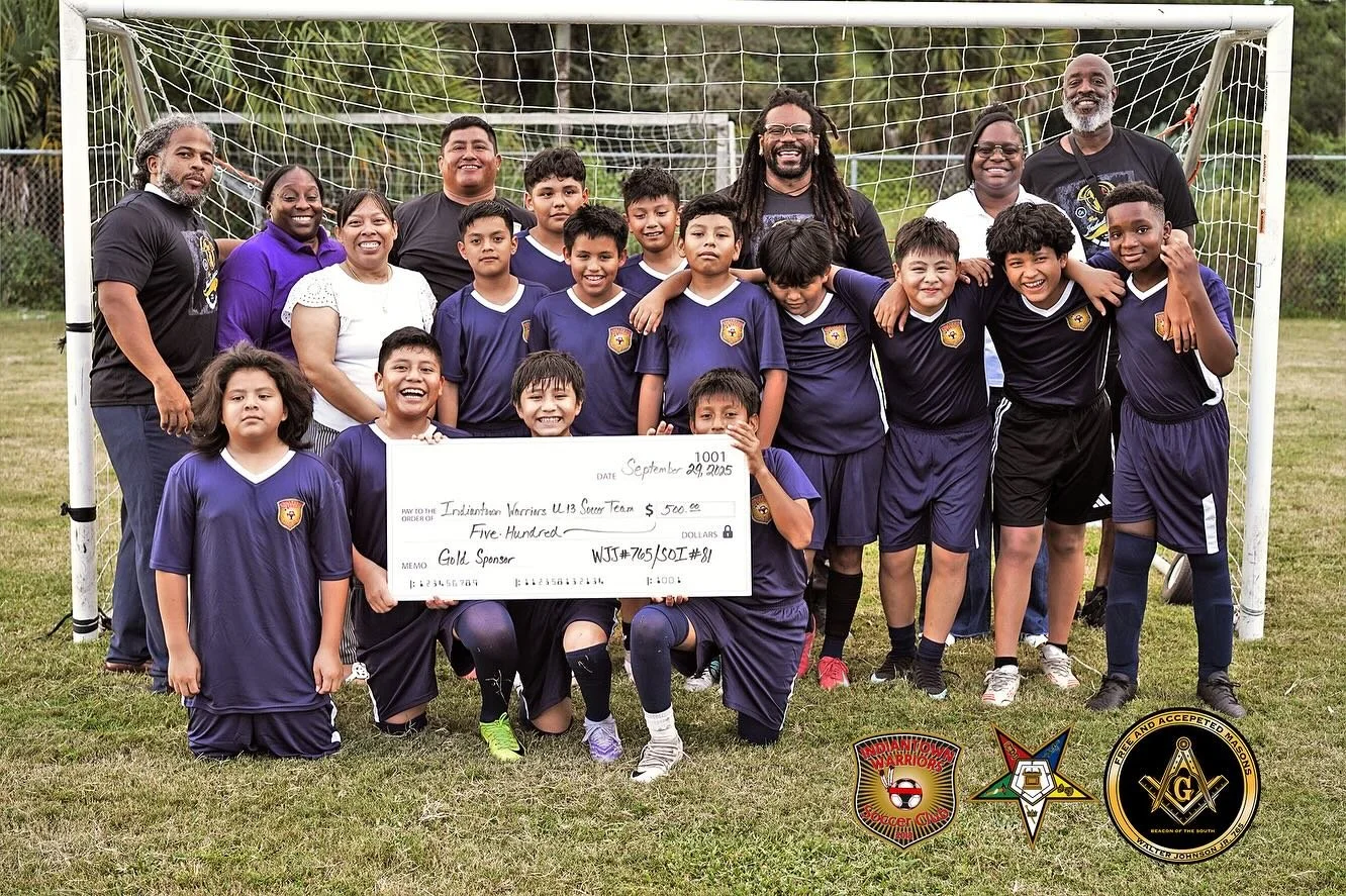 📸 Community Spotlight: Walter Johnson Jr. Lodge & Stars of Indiantown Chapter 81 at Big Mound Park!
On September 29th, we had the honor of supporting the amazing kids of the Indiantown Warriors Soccer Club with a charitable donation. It was incr
