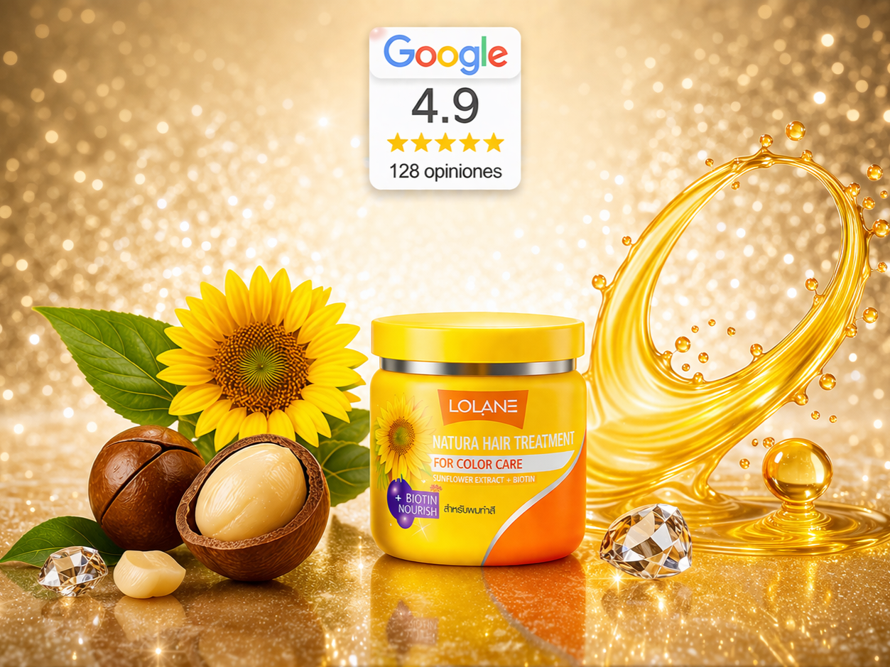 mascarilla con extracto de girasol y biotina para el cuidado del color evitando que el cabello teñido pierda brillo y fuerza